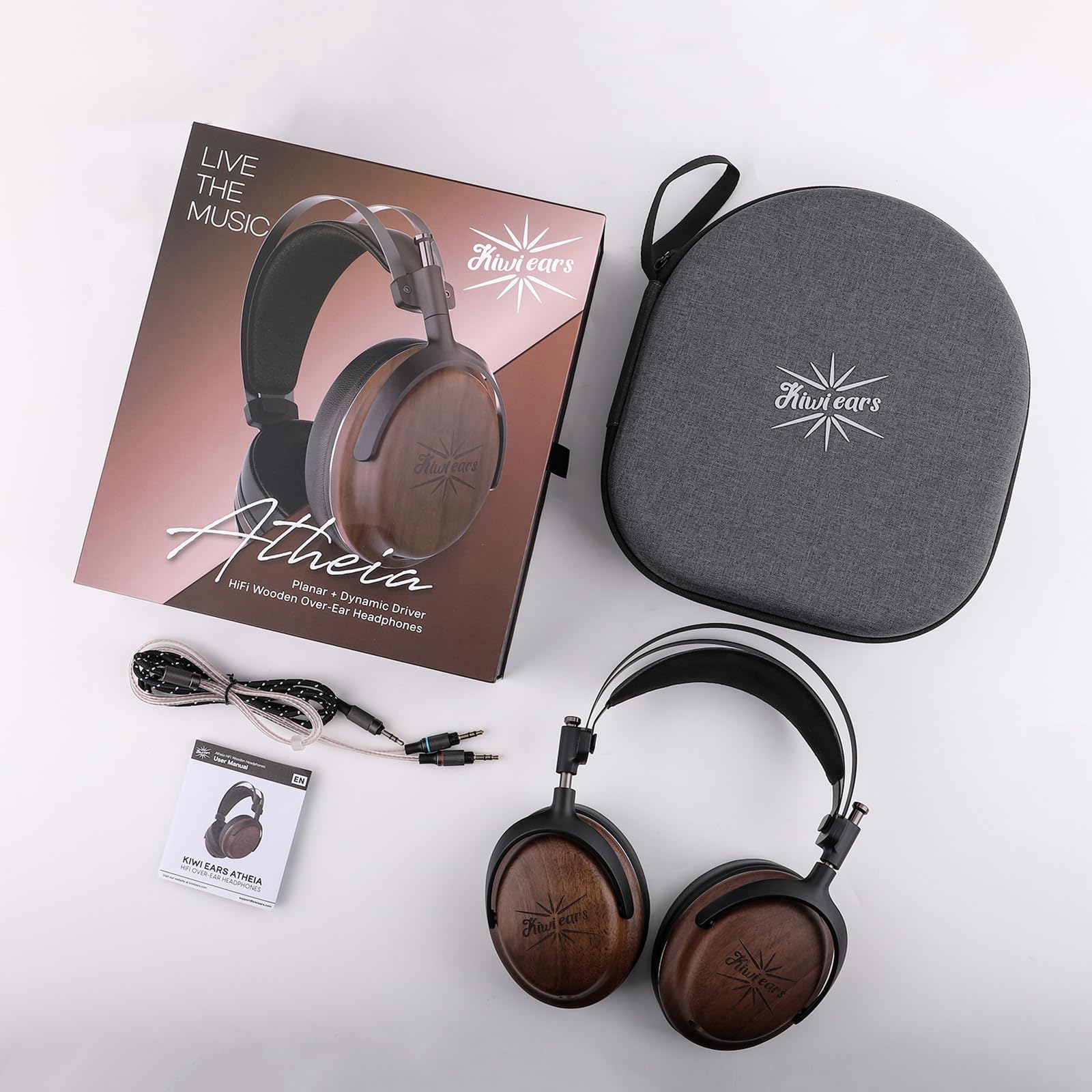 LINSOUL Kiwi Ears Atheia Kabelgebundene Over-Ear-Kopfhörer, Dynamischer + Planarer Magnetischer Dual-Treiber HiFi-Stereo-Monitor mit Geschlossener Rückseite Design, für Musiker Audiophile