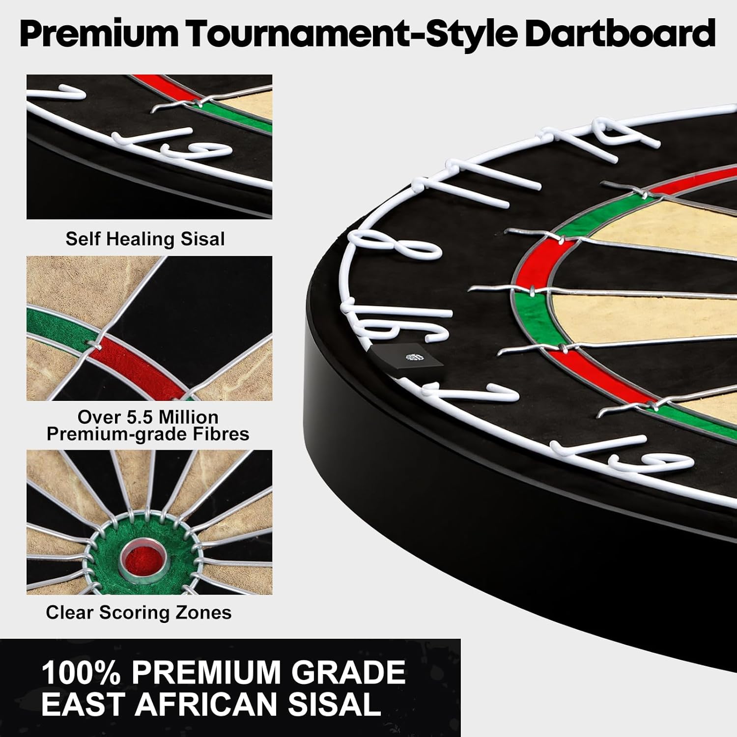 Panana Steel Tip Dartboard Cabinet Set with 6 Darts, 2 Sets of Flights, and Scoreboard Doors for Family Game Pub Target Board