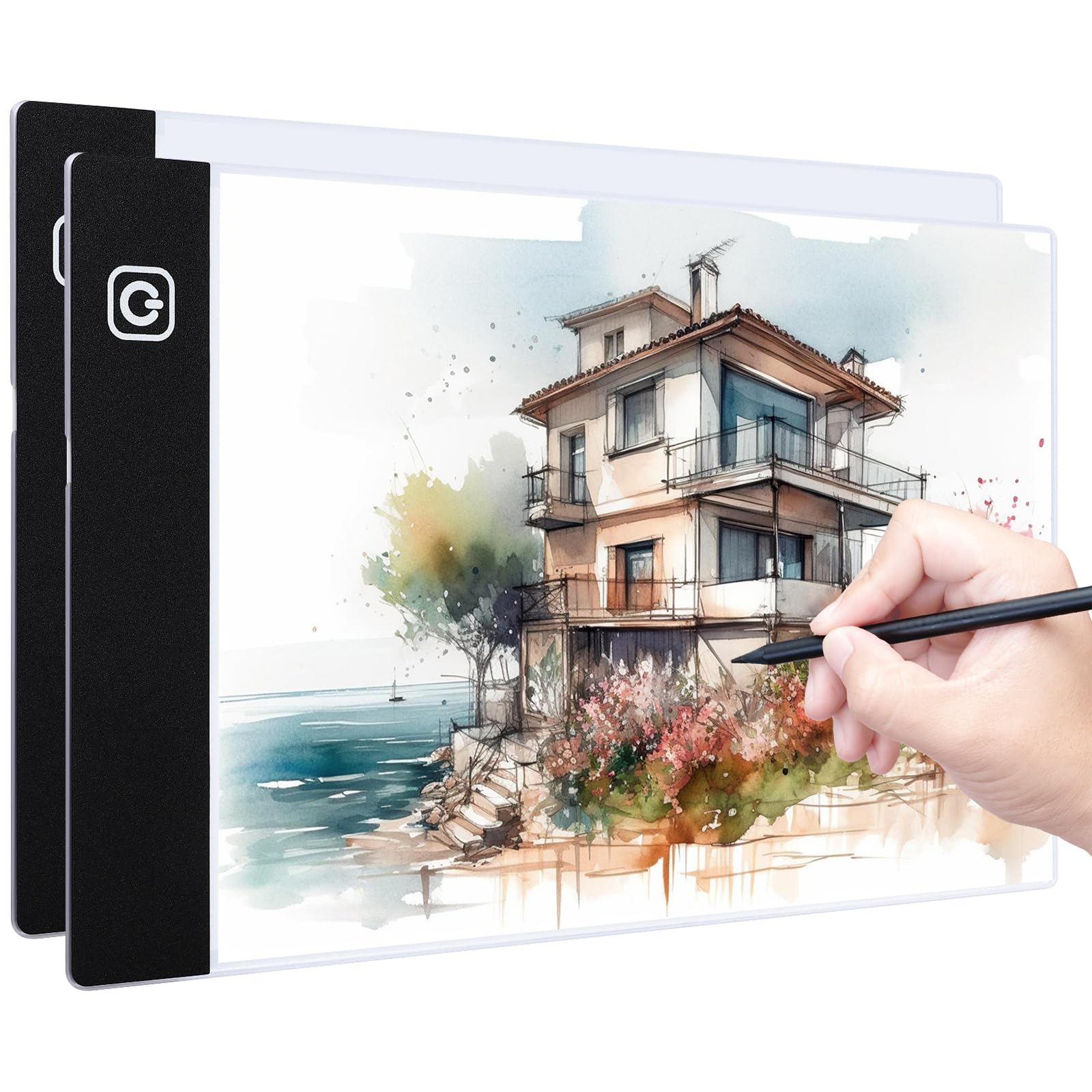 Coolzon Tavoletta Luminosa A4, Lavagna Luminosa A4 LED Light Pad con Luminosità Regolabile, LED Tavoletta Luminosa,Ultra Sottile per Animazione, Schizzi, Progettazione, Disegno, Pittura a Diamante 5D
