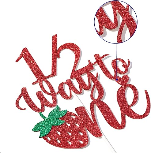 Miniatura 7 de Decoración de pastel de fresa con la mitad de camino a uno, decoración para pastel de cumpleaños de 6 meses, bayas dulces y medio cumpleaños,