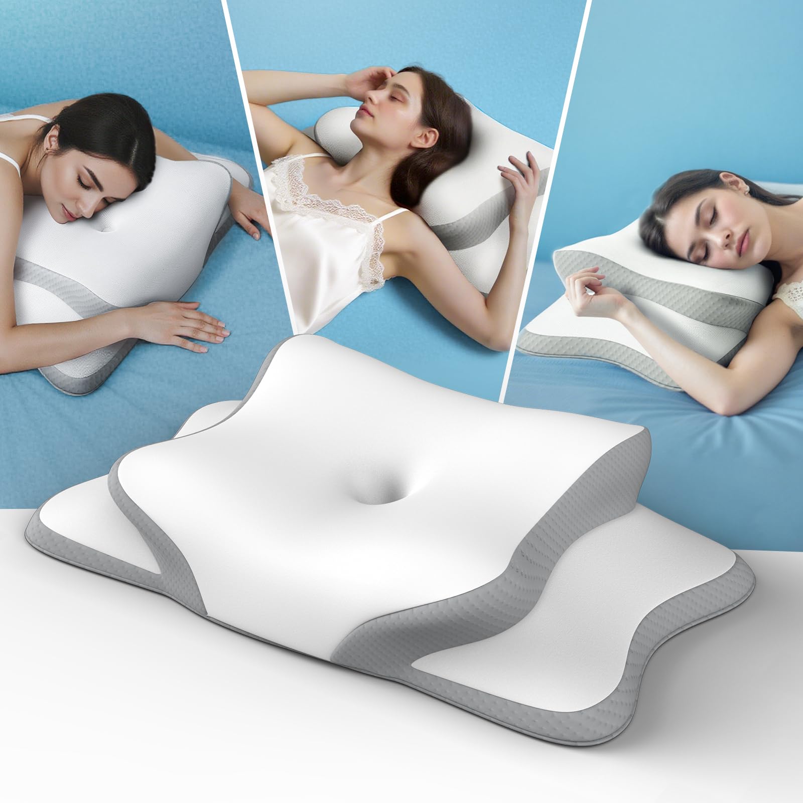 Pliera Nackenkissen Kopfkissen, Memory Foam Kissen. Nackenstützkissen, Ergonomisches Kopfkissen. Pillow Kissen für Seiten, Rücken & Bauchschläfer (1er Pack)