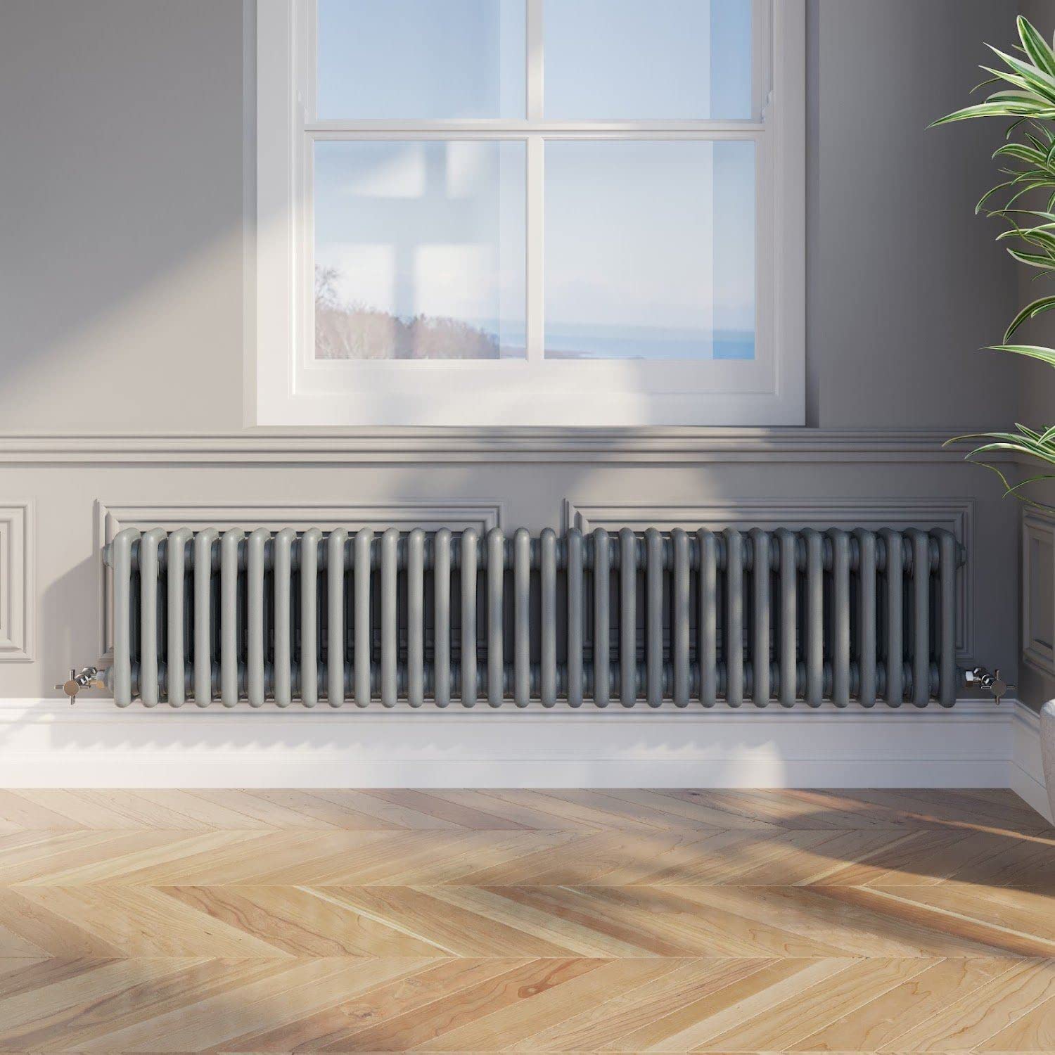 DuraThermTraditional 3 Column Horizontal Central Heating Radiator Colosseum Cast Iron Style Rads Anthracite 300x1460mm