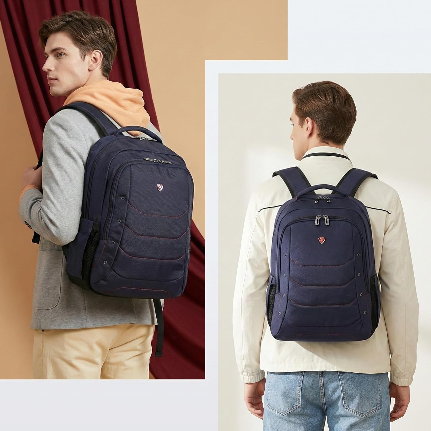 SAKOS BRISK 15.6 Inch Travel Backpack For Men, Laptop Backpack For Men, Business Professionals, Personal Item TSA Approved With Laptop Compartment, Travel Essentials, Carry On Luggage, Dark Blue