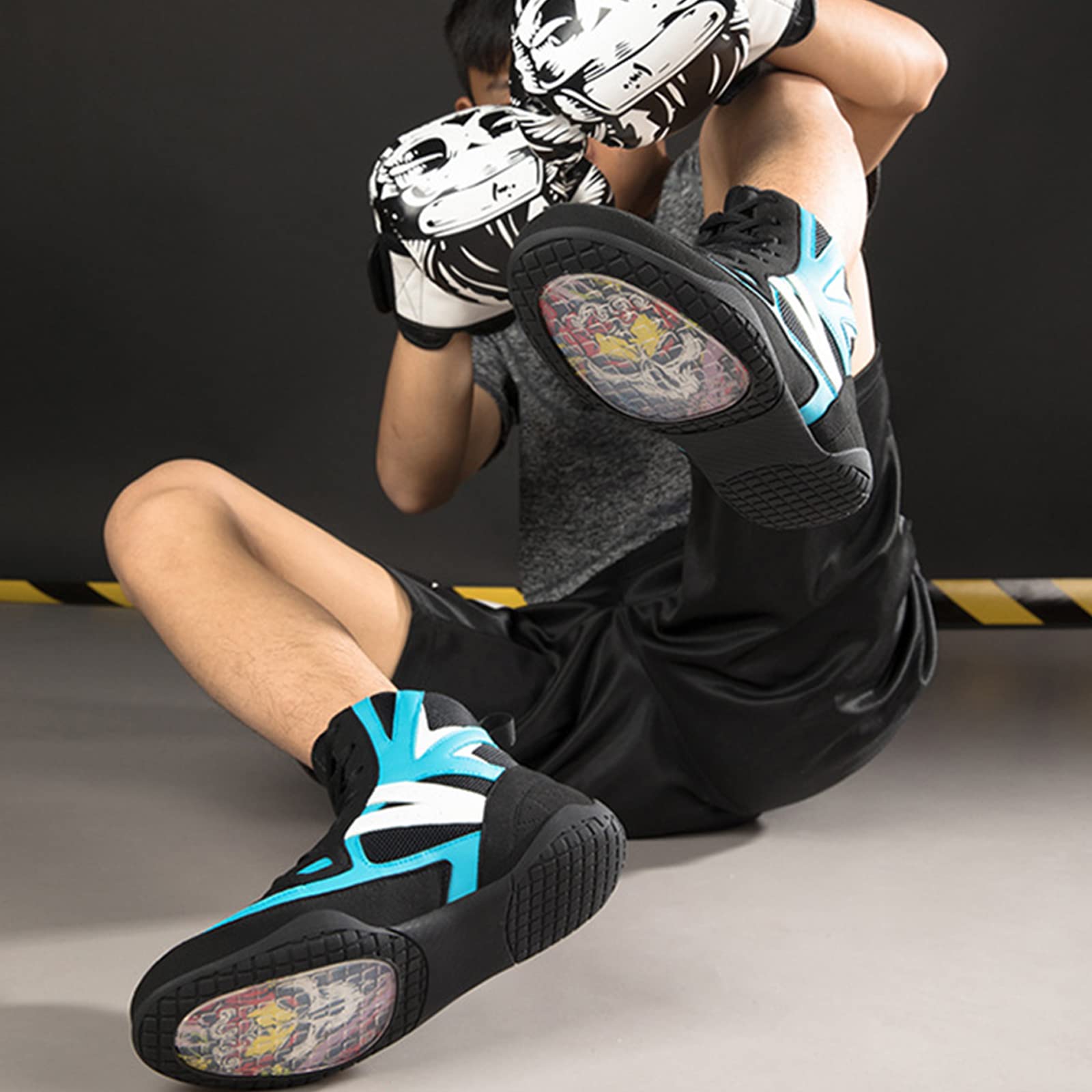 NGARY Zapatos de lucha libre para hombre, botas de levantamiento de pesas, de malla, ligeros, para culturismo, gimnasio, entrenamiento