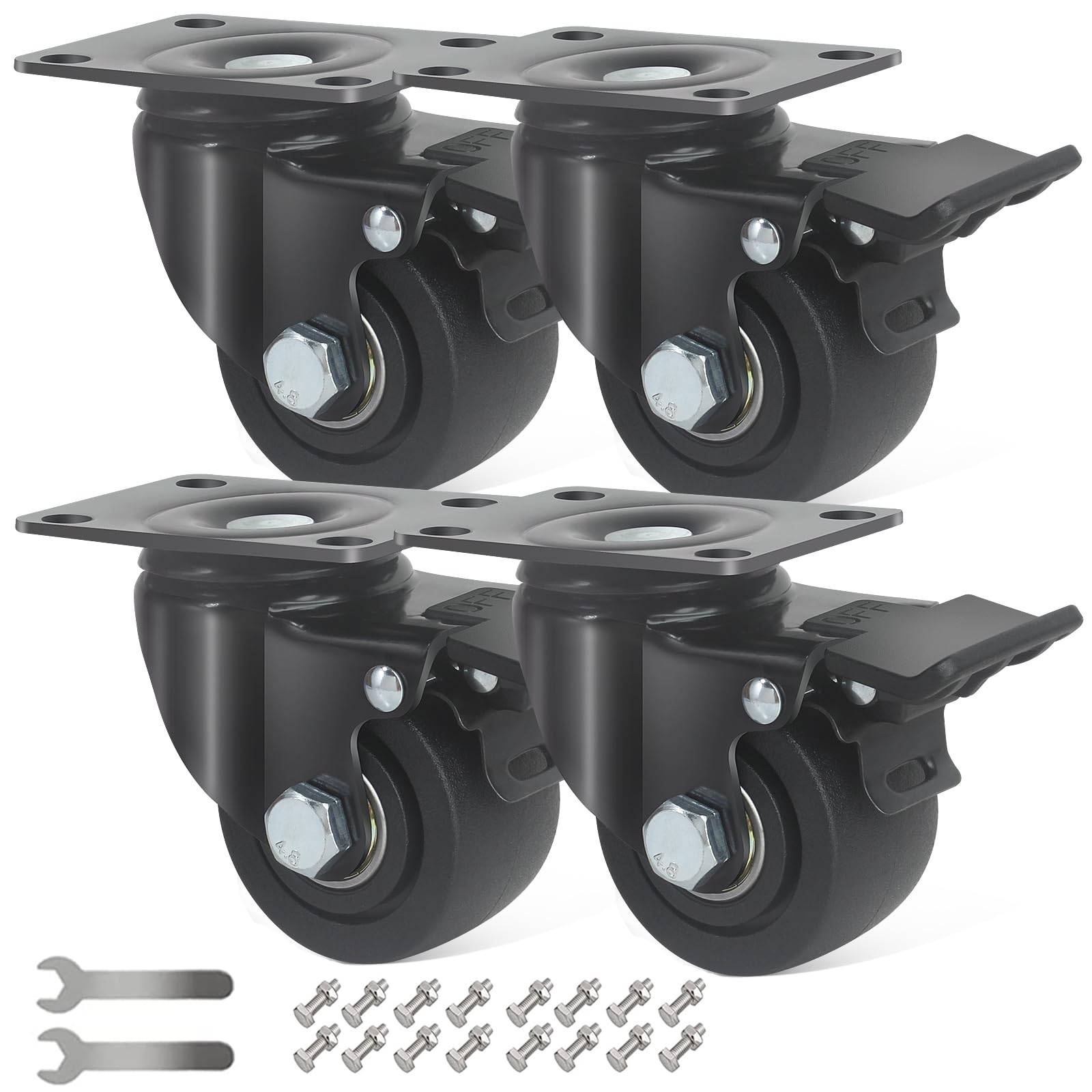 Amig - Set 4 Ruote Con Freno Per Mobili - 100 Mm - Ruote Girevoli Senza Piastra Di Montaggio - Peso Massimo 110 Kg - Per Spostare Mobili Pesanti - Cuscinetti