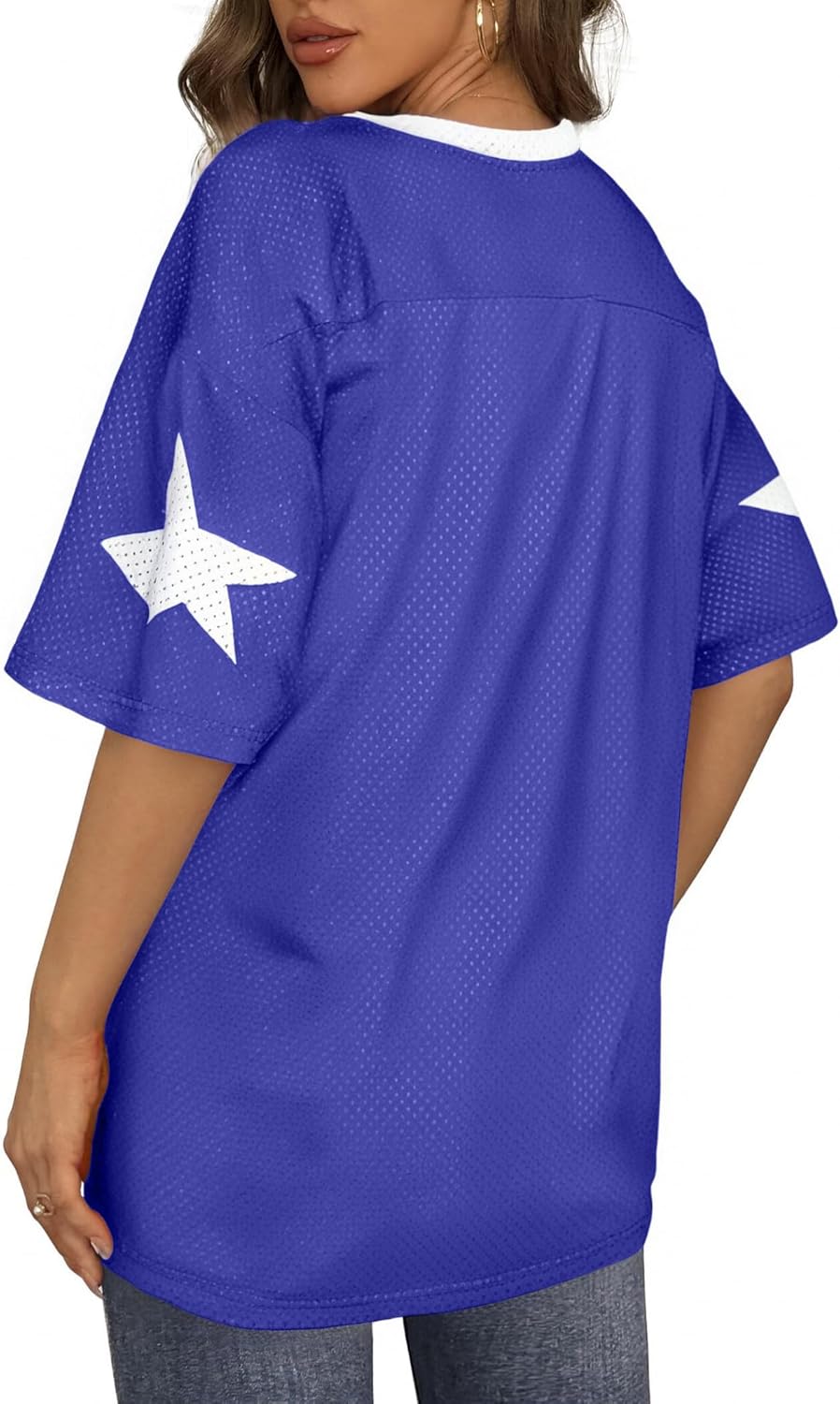 Women Jersey Shirts Football V Neck Shirt Game Day Season Tops Short Sleeve Tee - Image 5