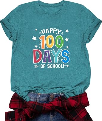 Happy 100 Days of School Shirt Women Teacher Cute 100th Days Shirts