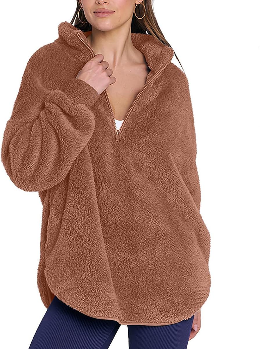 Soft Sweaters Tops: Beaufident Women’s Zip Up Sherpa Fuzzy Fleece Hoodies – Cozy Pullover for Winter Trendy Clothes