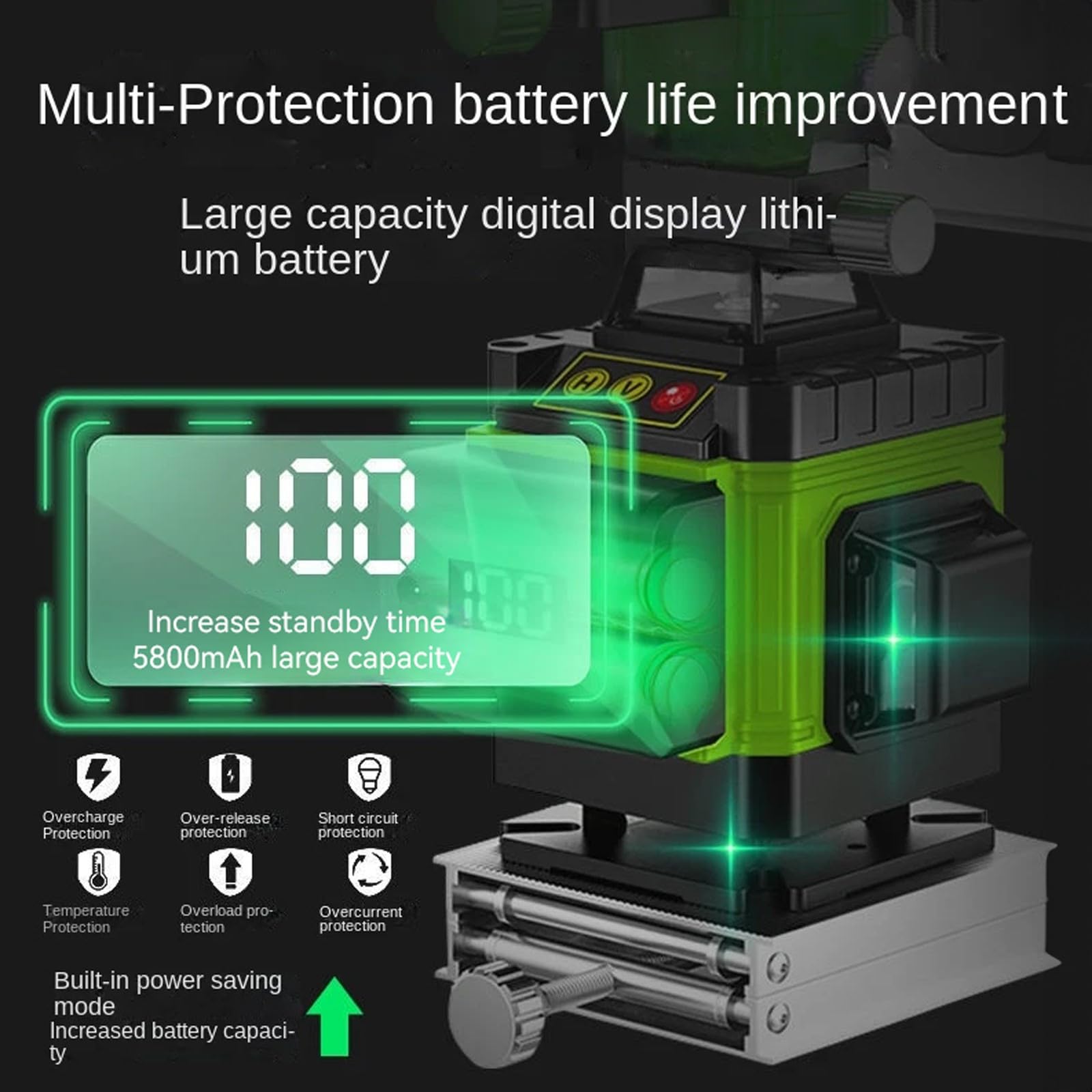 Kreuzlinienlaser 4D Mit Stativ – 16 Linien, Selbstnivellierend, 2x 2400mAh Akku, USB-C, Mit Fernbedienung & App