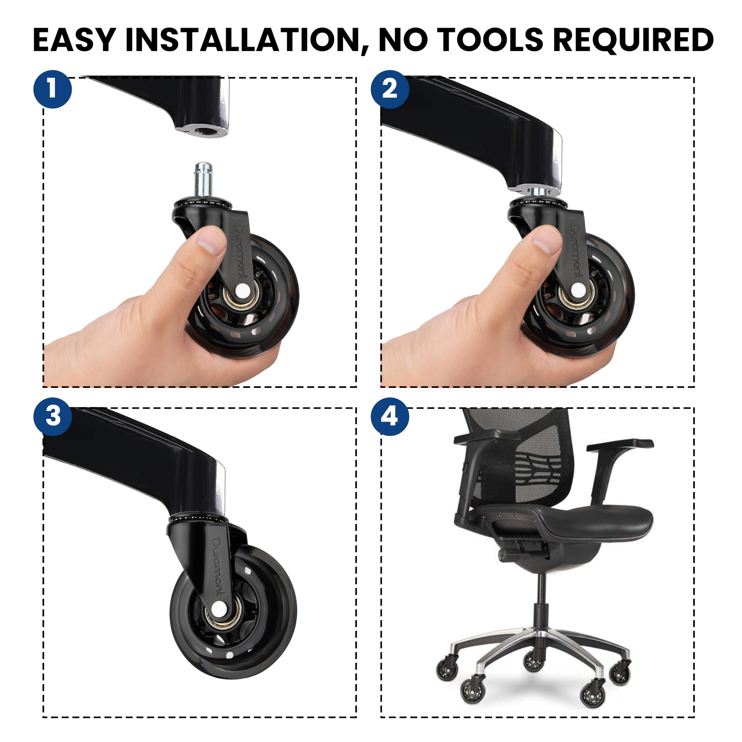 Ruedas para silla de oficina (paquete de 5) – Ruedas para silla de oficina, reemplazo de ruedas de silla de escritorio, ruedas de hoja de rodillo, sillas de oficina, ruedas de repuesto para silla de