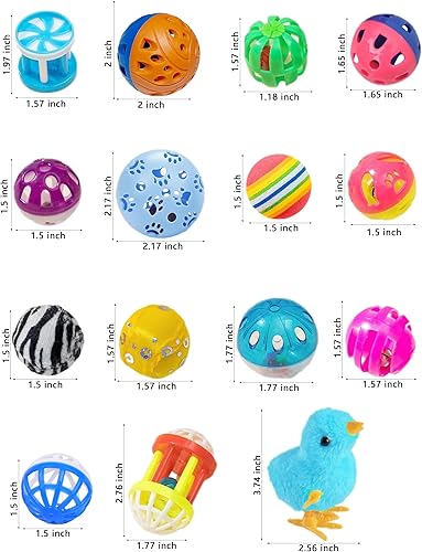 Miniatura 2 de Juego de juguetes para gatos de 16 piezas con cuerda para gatos y gatitos de interior, Happy Pounce (1.5 a 3.7 pulgadas, juguetes para gatos de lujo)