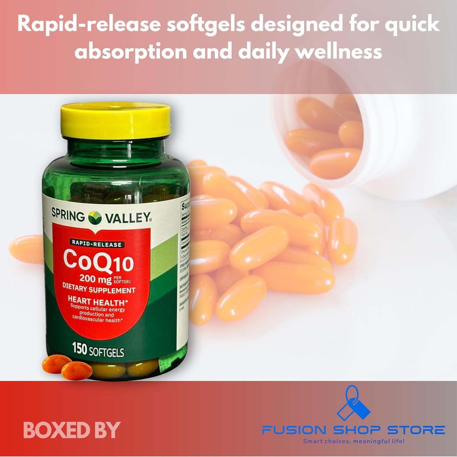 CoQ10 200mg- Rapid Release Softgels, 150Ct (Pack of 1), Boxed by Fusion Shop Store