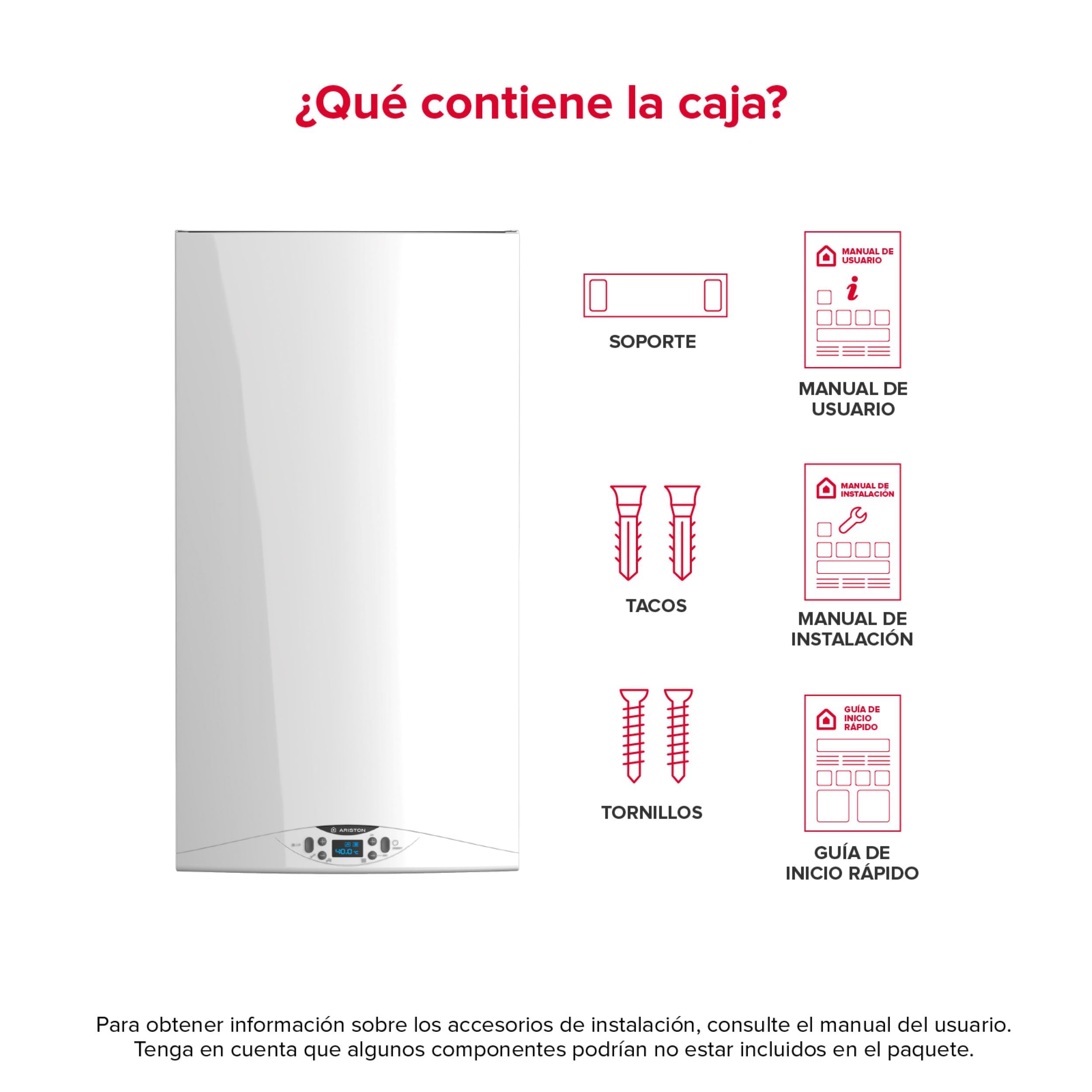 Ariston HS Premium - Caldera Gas Natural y Propano 24kw con Tamaño Reducido 31,9x40x74,5 cm Eficiente y Silenciosa, Caldera de Condensación Fabricada para Instalación en España (Clase Energética A)