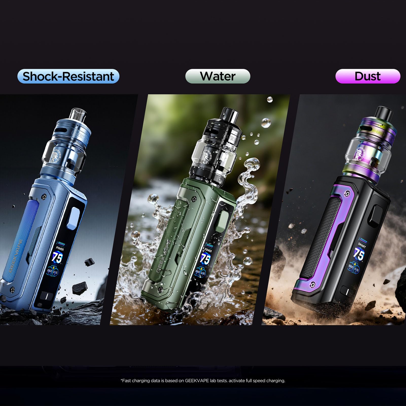 Geekvape Aegis Mini 5 Kit | 100-W-Mod Aegis Mini 5 mit integriertem 3200-mAh-Akku, passend für den 5-ml-Tank Z Nano 3 mit Push-Top-Befüllung, B-Coil, nikotinfrei (Schwarz)