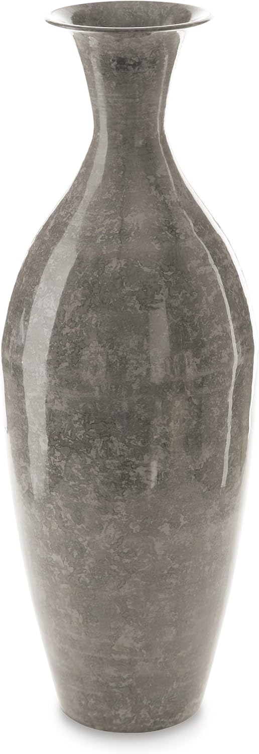 Signature Design by Ashley Brockwich Traditional 20 Inch High-Gloss Vase, Gray
