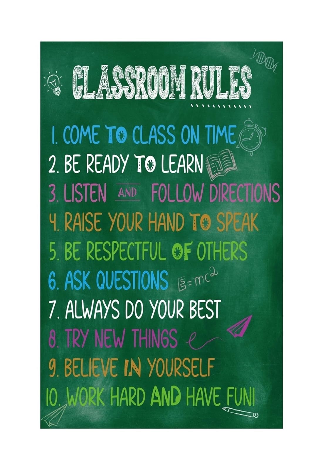 KCDFDVJFBM Teachers Supplies for All Grades Motivational Classroom Rules Posters Elementary Middle High School Wall Decor(Unframed,12x18inch(30x45cm))