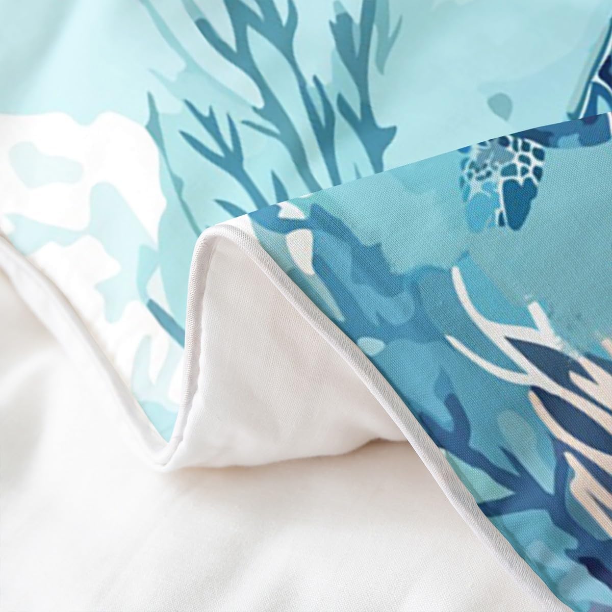 Feelyou Sea Turtle Bedding Set Twin Size Reptile Tortoise Comforter Cover Set for Boys Girls Teens Ocean Marine 100% Cotton Duvet Cover Underwater Animal Pattern Bedspread Cover Jellyfish Quilt Cover