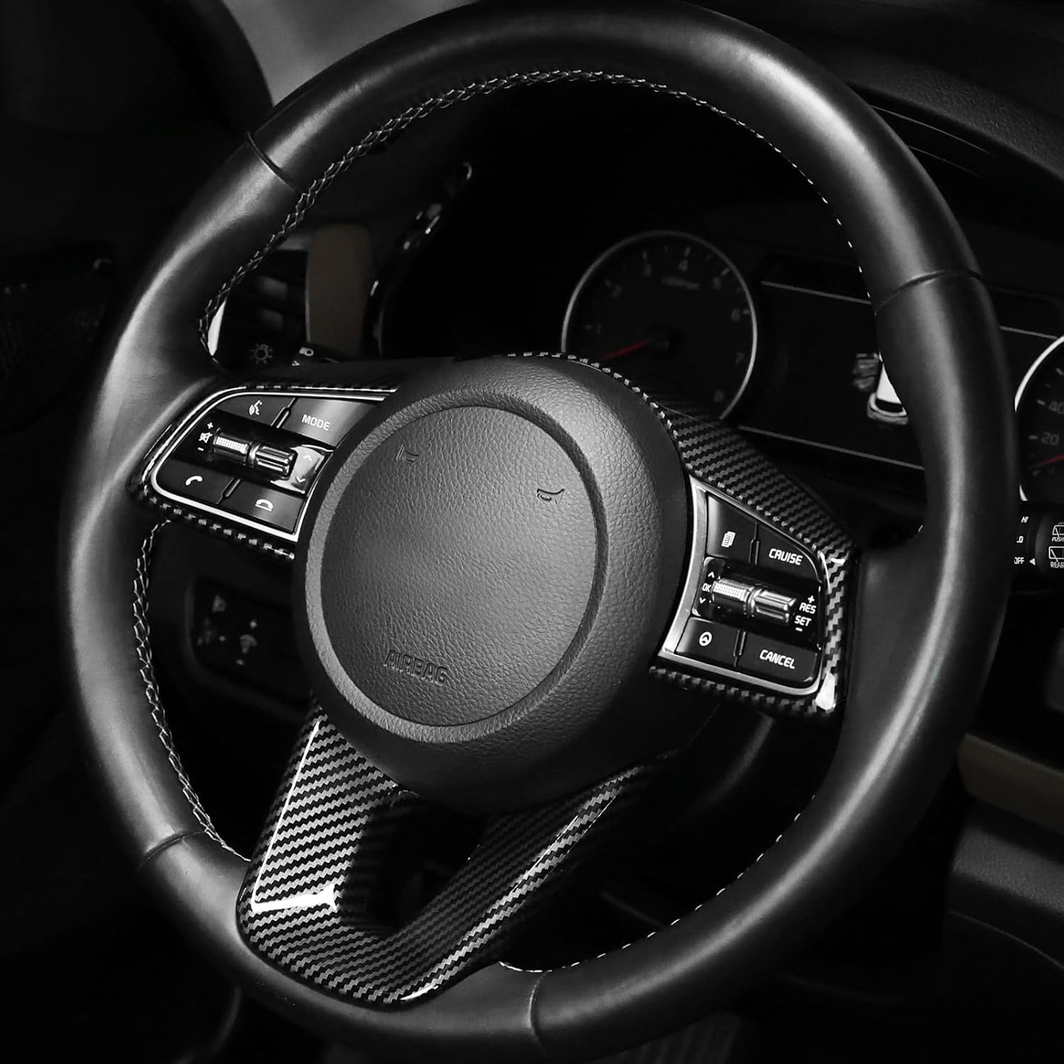 YOUTOOCAR Steering Wheel Cover Trim Compatible with Kia Seltos 2021-2023 Accessories (Carbon Fiber Pattern)