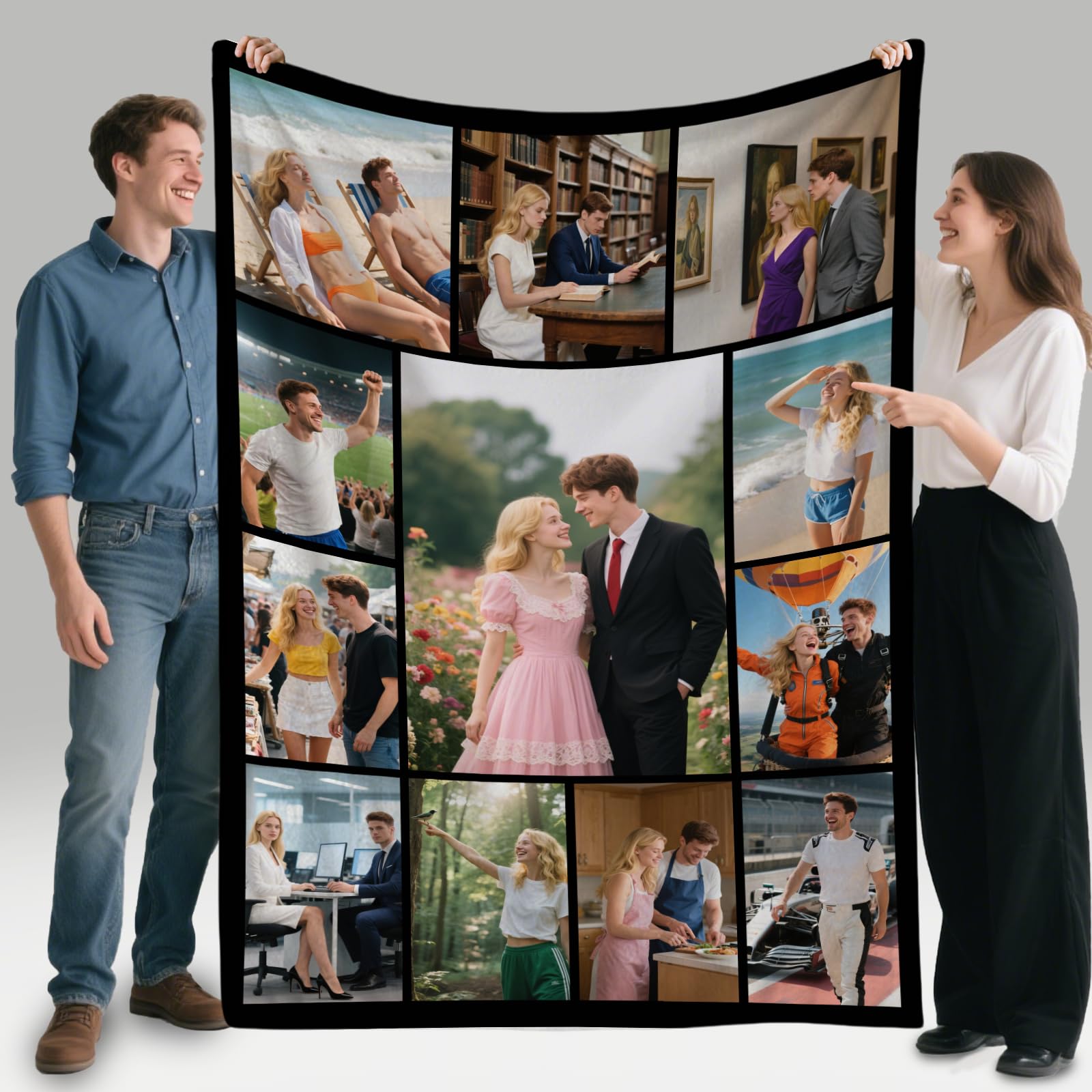 Wucidici Manta Personalizada con Fotos y Texto Mantas Decorativas Familia Regalo Personalizado Ideal para Hombres y Mujeres, Parejas, Padres, Amigos, San Valentín, Navidad, Halloween o Aniversarios