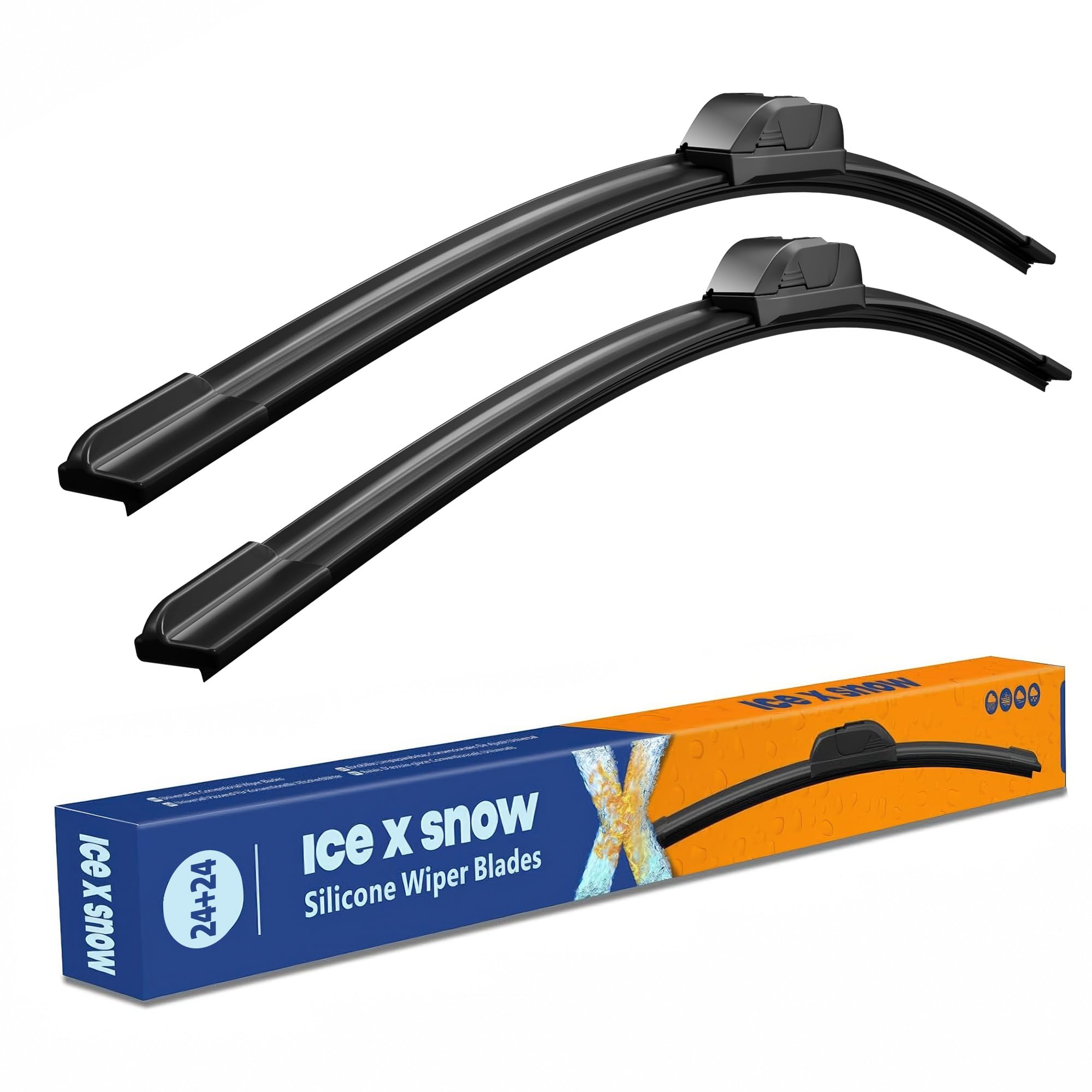 24"+24" Silicone Windshield Wiper Blades Oem Quality Premium All Seasons Wiper Blades Durable and Quiet Windshield Wipers (Pack of 2)