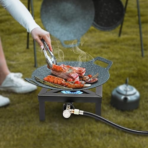 Miniatura 2 de Quemador de gas propano al aire libre, estufa de camping de gas portátil con manguera reguladora de propano de 3.9 ft, cocina individual, campamento