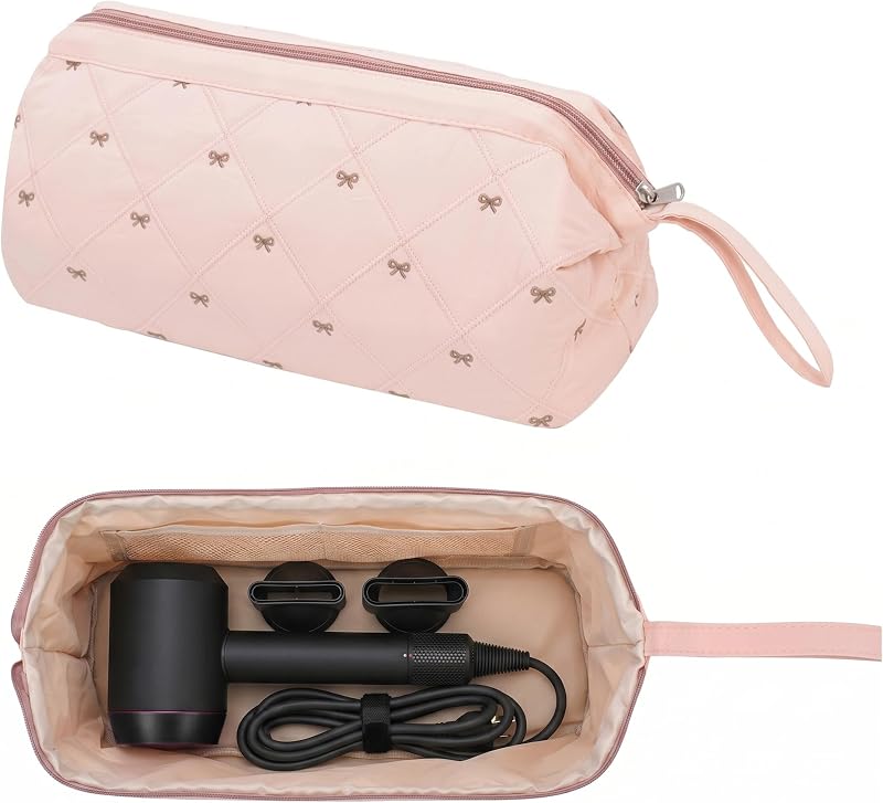 TeeYee Estojo de Viagem para Ferramentas de Cabelo com Compartimentos, Pinkbow