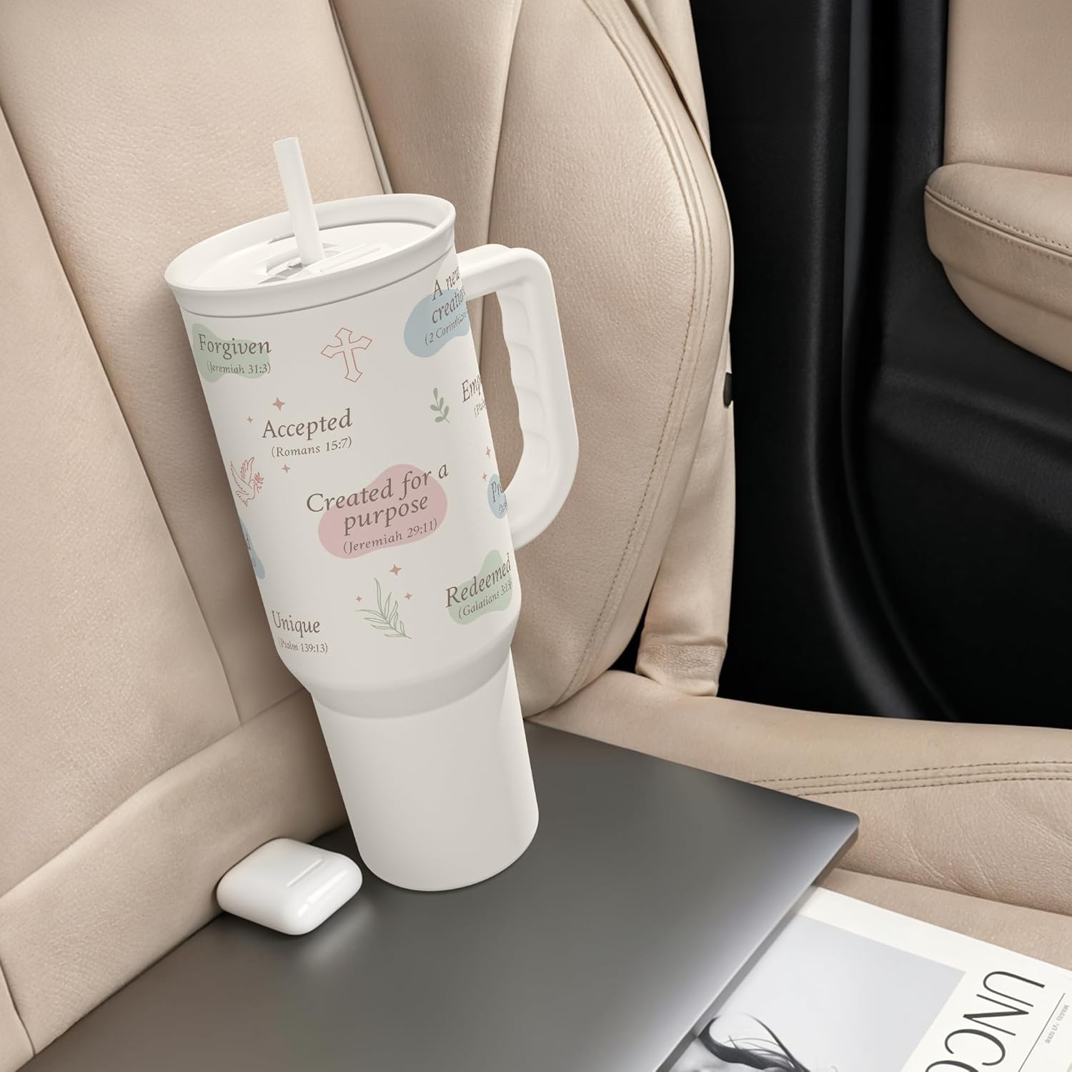 SANDJEST Christian Gift for Women – Inspiration Insulated Stainless Steel Tumbler with Handle and Straw - Religious Gifts for Birthday Christmas, 40oz - Image 8