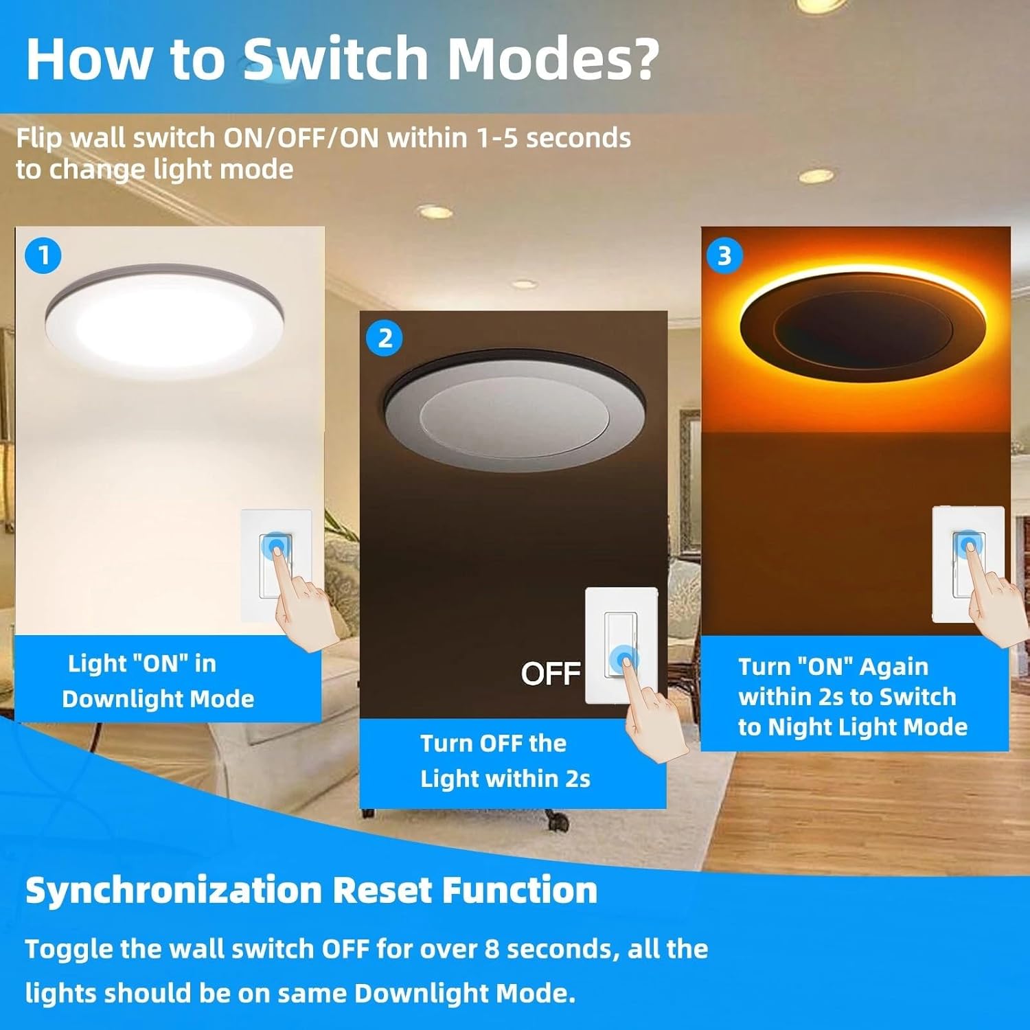 12Pack 6 Inch 5CCT LED Recessed Ceiling Light with Night Light, 2700K/3000K/3500K/4000K/5000K Selectable Ultra-Thin Lighting, 12W=110W, 1100LM, Dimmable Canless Wafer Downlight ETL&FCC (6 Inch)