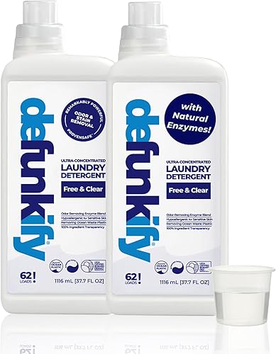 Detergente para ropa, 124 cargas. Detergente líquido sin perfume para lavar ropa, jabón de limpieza para pieles sensibles. Suministro de limpieza