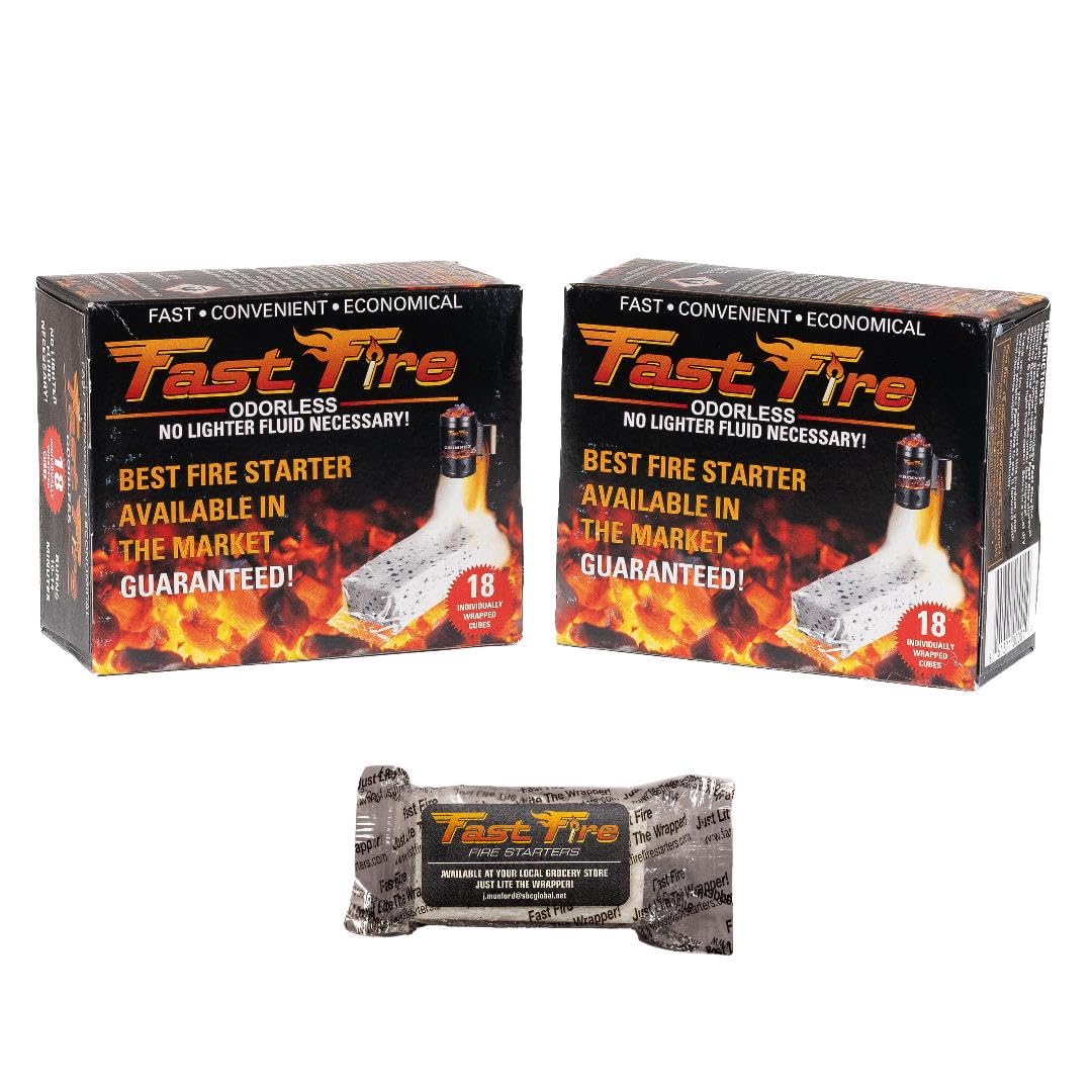 Fast Fire Odorless Fire Starter Cubes – Individually Wrapped Cubes for Grills, Fire Pits, Charcoal Chimneys, Camping & Indoor Fireplaces (100 Count)
