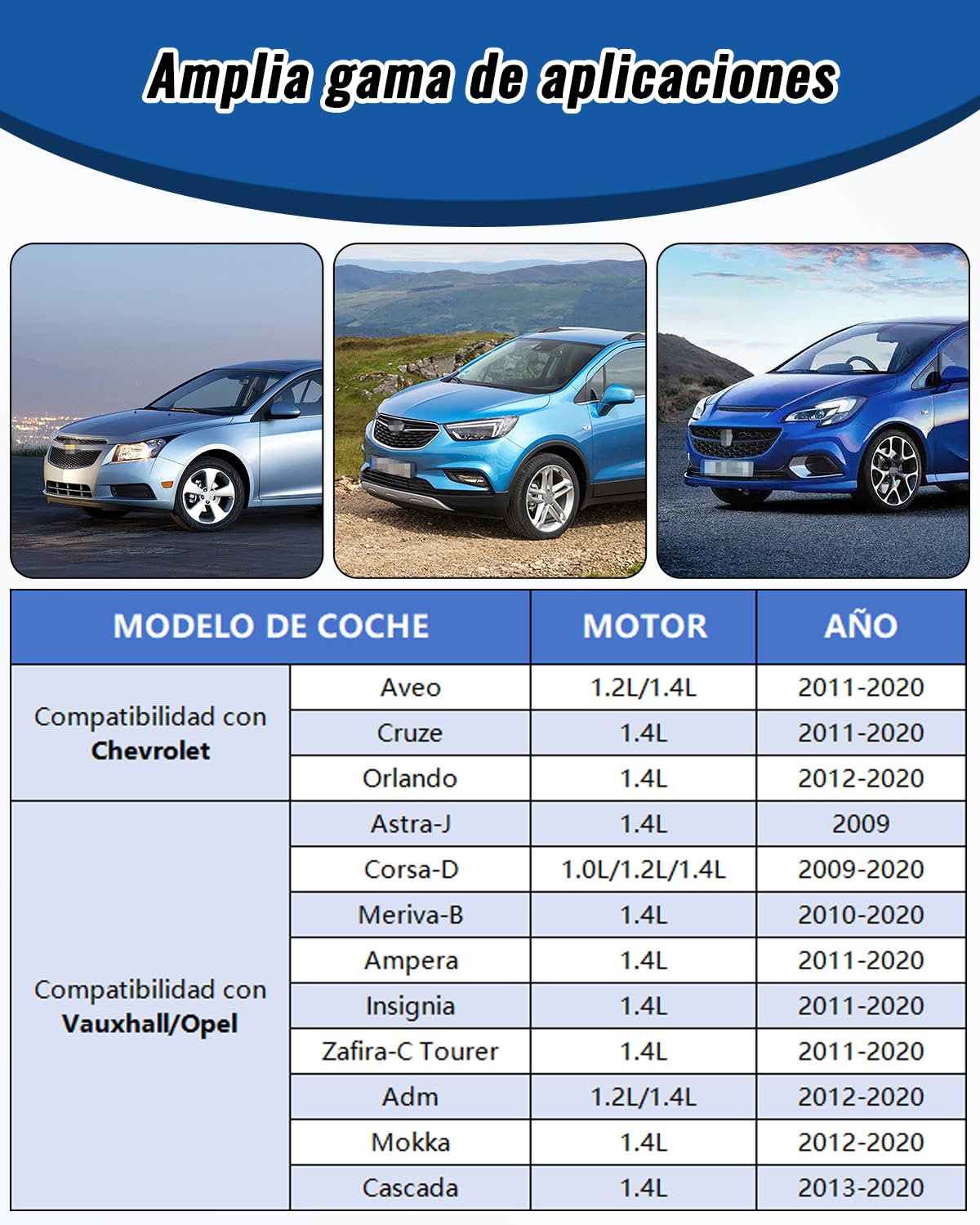 Kit Calado distribucion del Motor, Herramientas de Bloqueo árbol de levas compatibles con Chevrolet Opel Vauxhall 1.2, 1.4, reemplaza OEM EN-49977-100, EN-49977-200, EN-499-78, EN-953-A