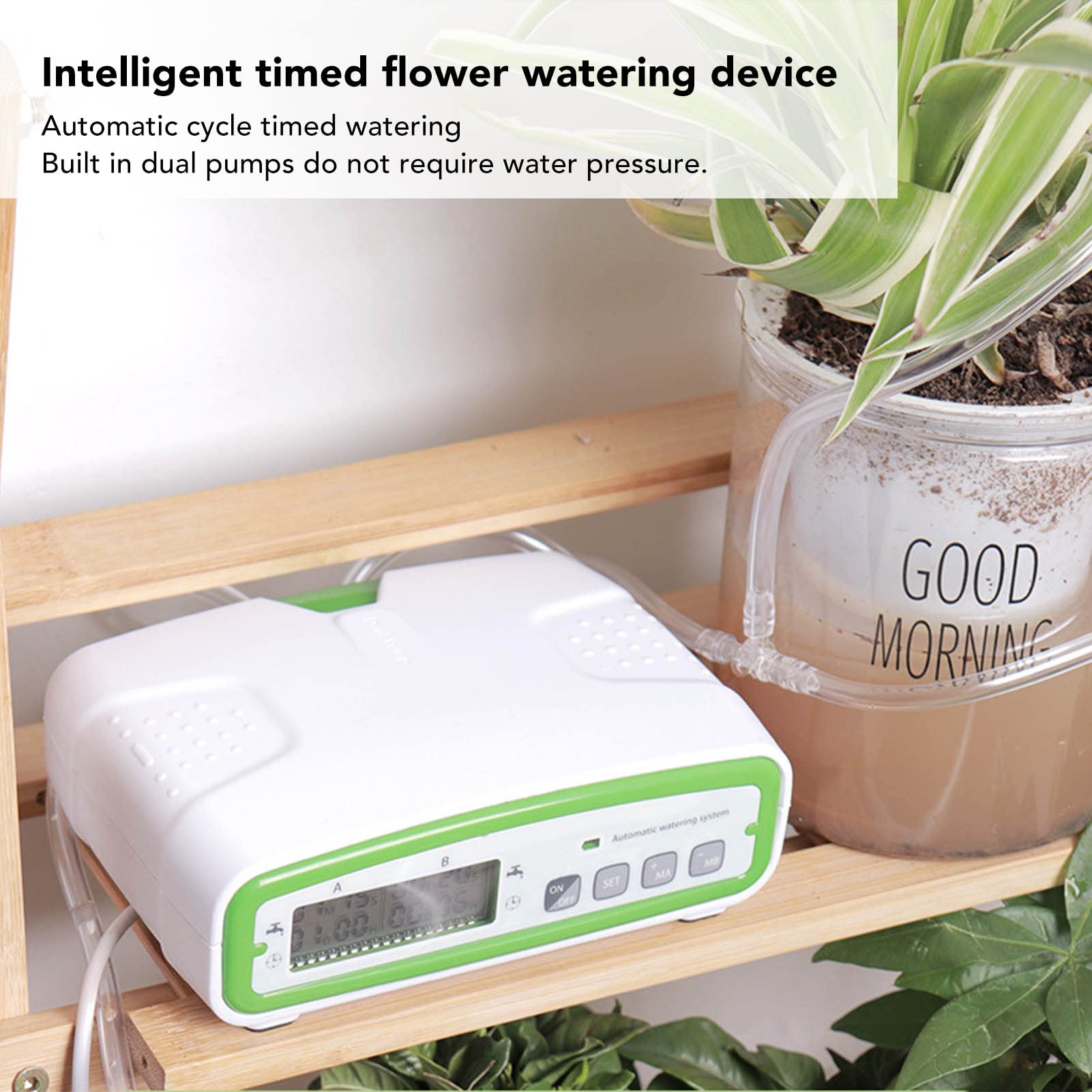 Système D'arrosage Automatique Intérieur Pour 20 Plantes - 2 Pompes Indépendantes, 15m Tuyau, Programmable, Rechargeable
