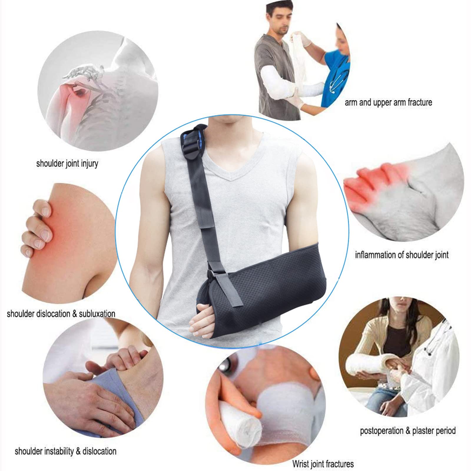 Cabestrillo de Hombro de Brazo médico para Lesiones de Hombro con cinturón de Espalda Estabilizador de inmovilizador de Hombro de Hombres y Mujeres, Abrazadera de Soporte de Brazo de Peso Ligero