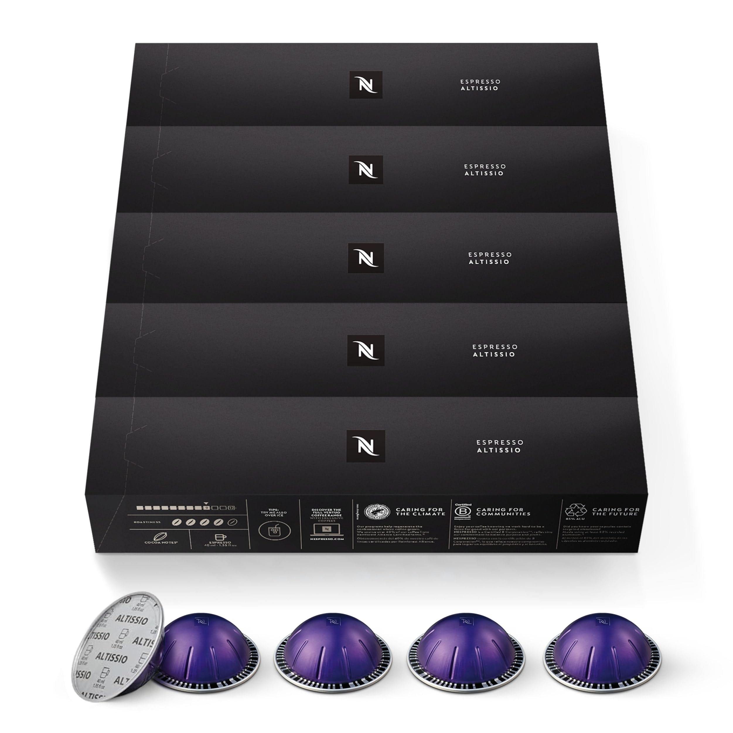 Nespresso Vertuo, Altissio, tostado medio, 50 cápsulas de café espresso | Paquete de 1 cápsula