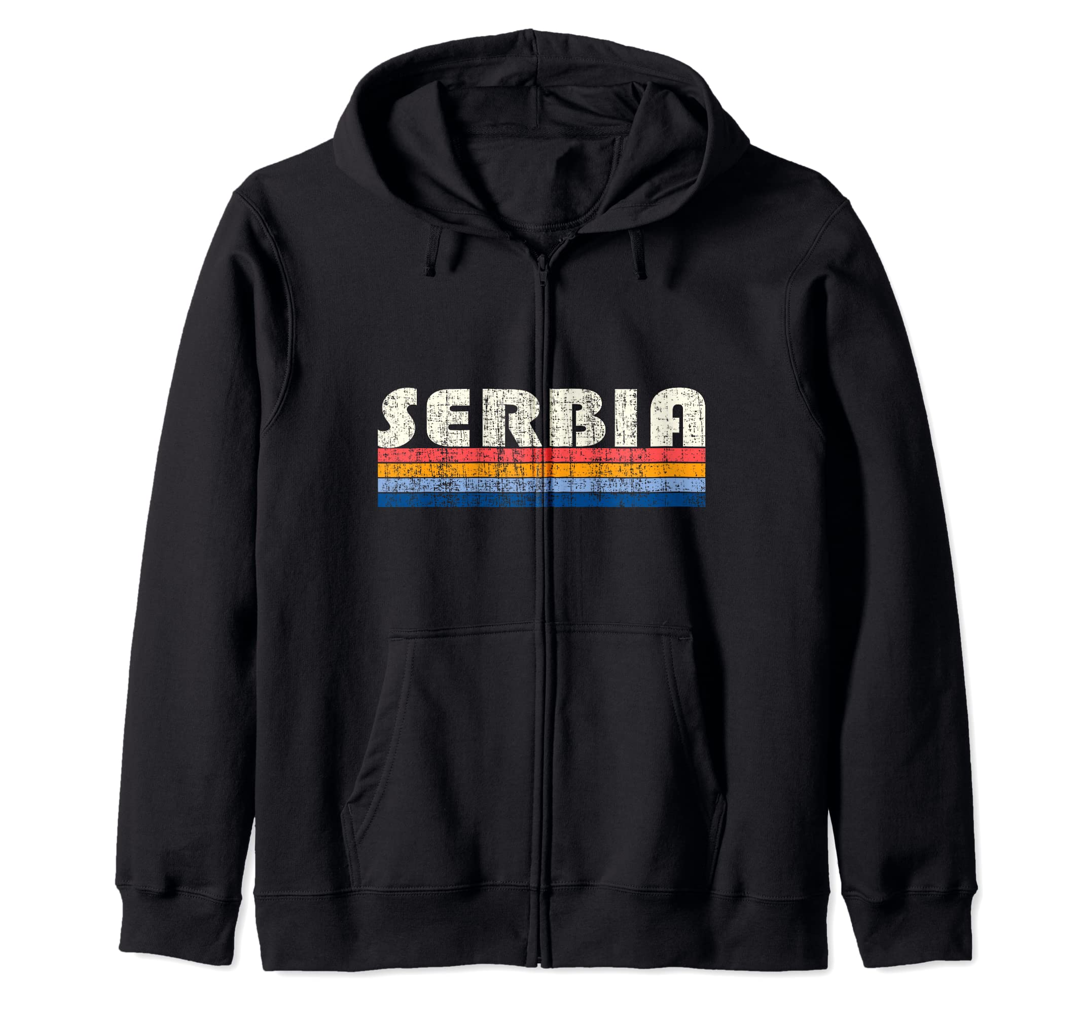 Retro Serbia SouvenirsRetro Vintage 70s 80s Style Serbia Zip Hoodie