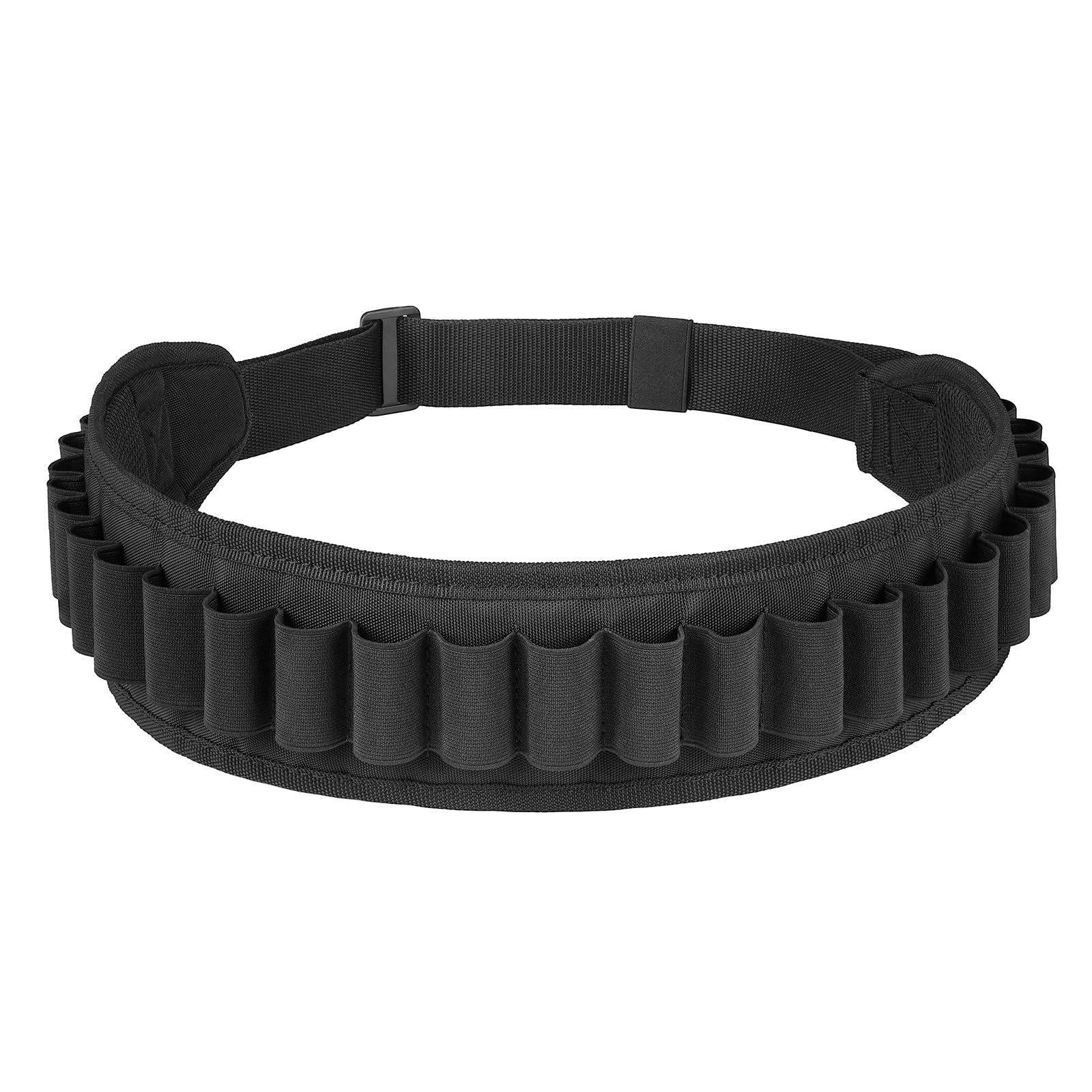 EZshoot Shotgun Shell Belt, Shotgun Bandolier for 10 or 12 Gauge, 25 Rounds Bandolier Shoulder Holder Large Capacity, Shotgun Shell Bandolier Belt or Shoulder Strap, Black