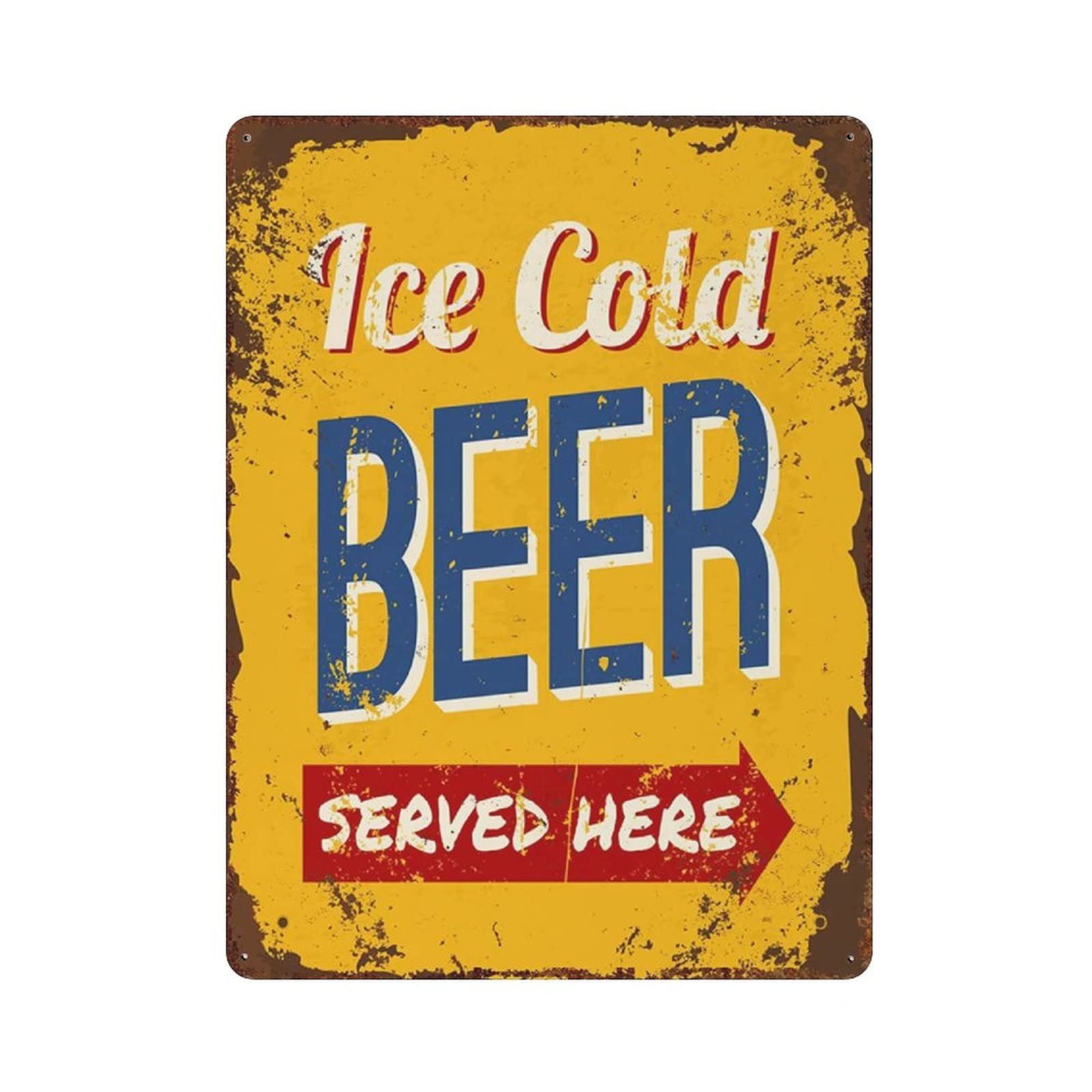 Metal Tin Sign Ice Cold Beer Vintage Tin Poster Metal Sign Wall Decoration Country Kitchen Home Garage Decor 16"x12"
