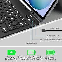 Zabatoco Samsung Galaxy Tab S6 Lite 10.4" Billentyűzetes Tok QWERTZ Mágneses Bluetooth 4