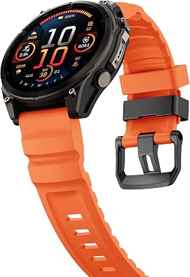 Abanen Sporty Soft Silicone Watch Band with Secure Buckle for Garmin Instinct 3 / Fenix 8 / Forerunner 970, 22mm 26mm QuickFit Lightweight Wrist Strap for Quatix 8 / Tactix 8 / epix Pro