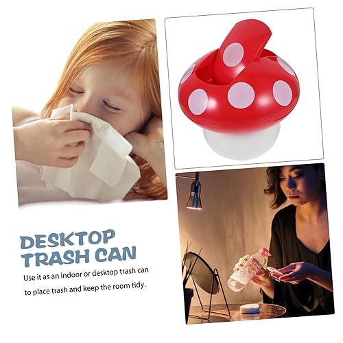 Miniatura 9 de DOITOOL Mini bote de basura de hongos, lindo bote de basura de escritorio para oficina, escritorio, mesa de café, cocina, pequeño cubo de basura de