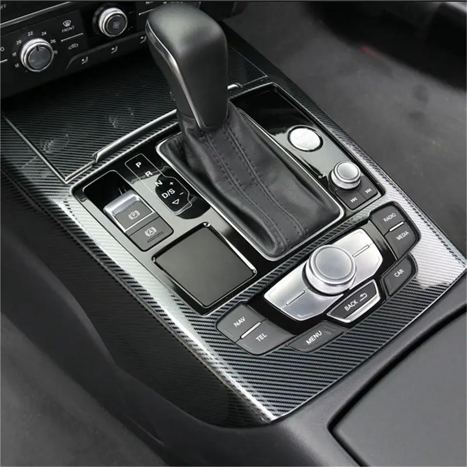Ochrona Podłokietnika Stylizacja samochodu, konsola środkowa, rama dźwigni zmiany biegów, listwa ozdobna, akcesoria pasujące do Audi A6 C7 2012-2018(Black Brushed)