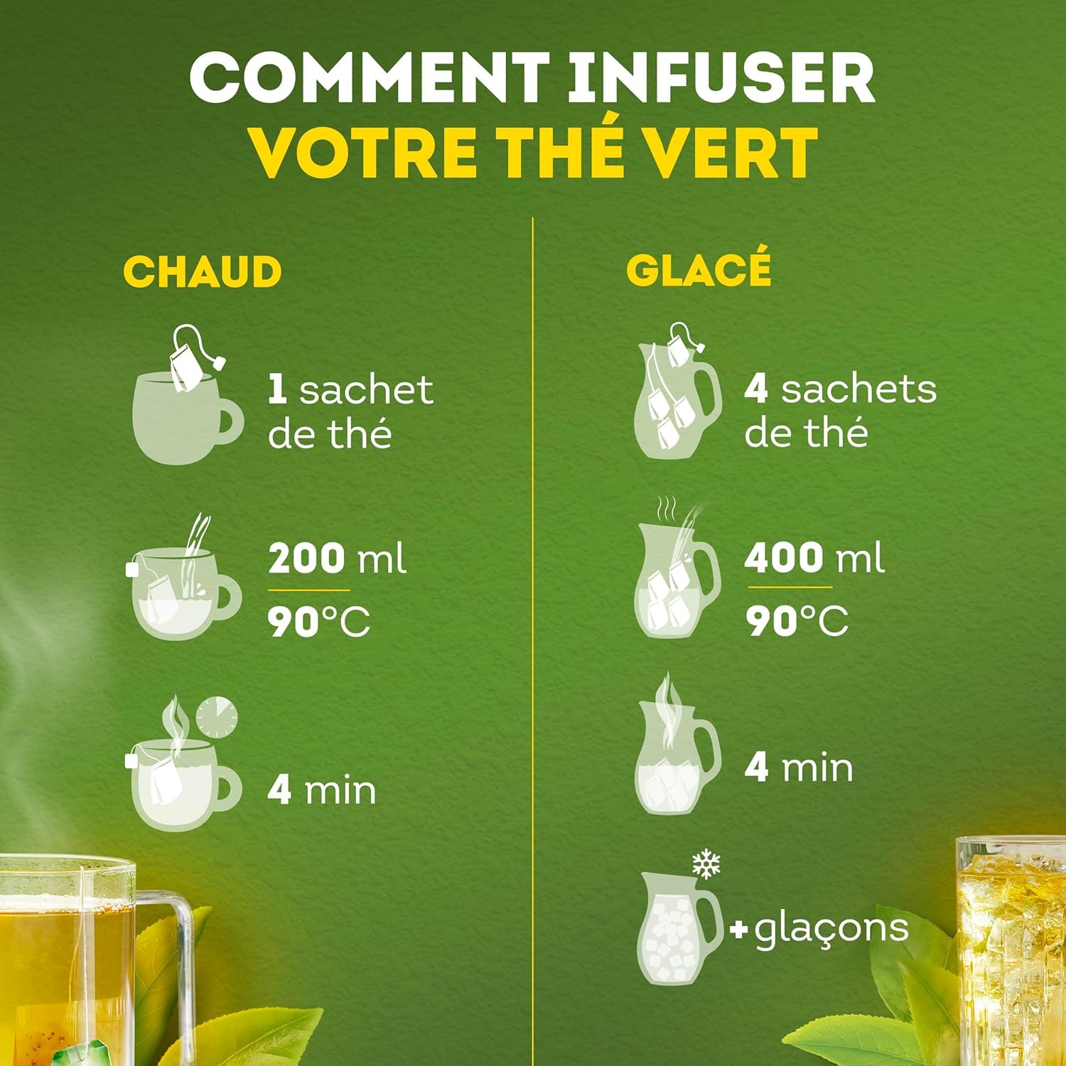 Lipton Pack Thé Vert classique Origine Asie, Thé vert menthe, Infusion à Froid ou Chaud, Ingrédients d'Origine 100% Naturelle, 500 sachets