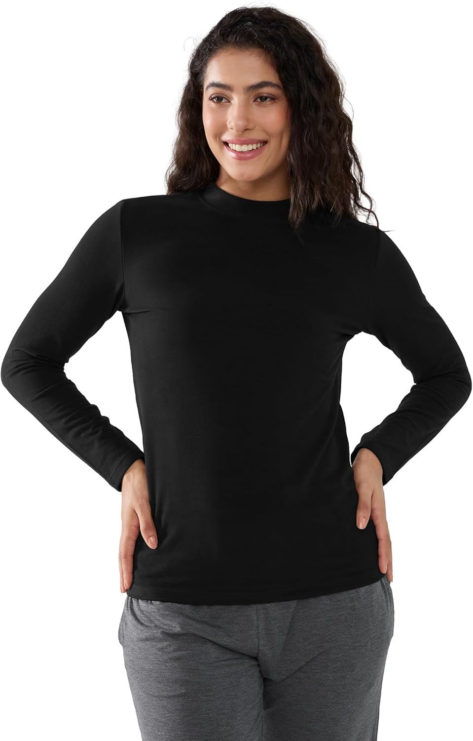 Women's Long Sleeve Thermal Top Lightweight Basic Layer Bamboo Viscose Undershirts - Image 2