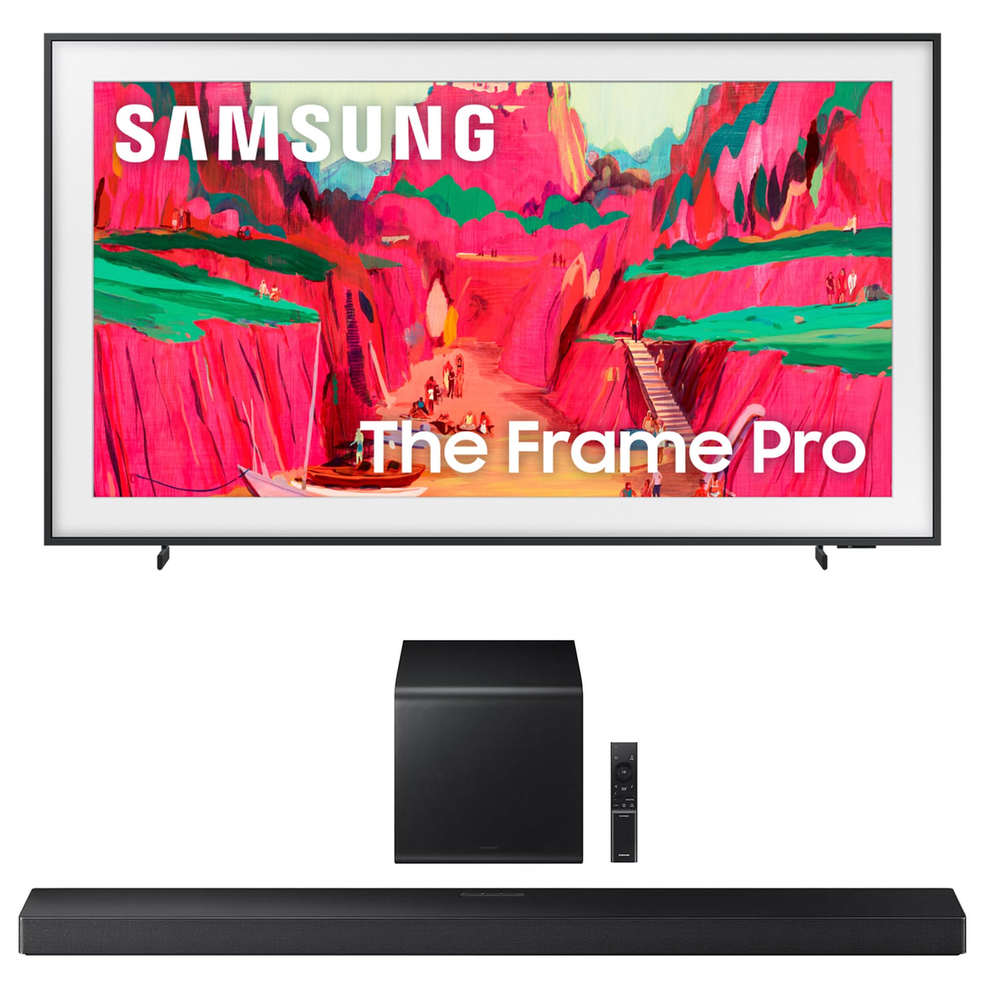 Samsung QN65LS03FWFXZA 65 Inch The Frame Wireless 4K Neo QLED TV with a HW-QS700F 3.1.2 Ch Dolby Atmos Soundbar and Subwoofer (2025)