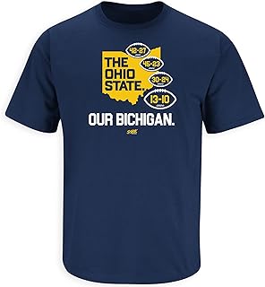 Michigan College Fan T-Shirt: 'Bichigan (Anti-Ohio)' Navy Tee (SM-5XL)