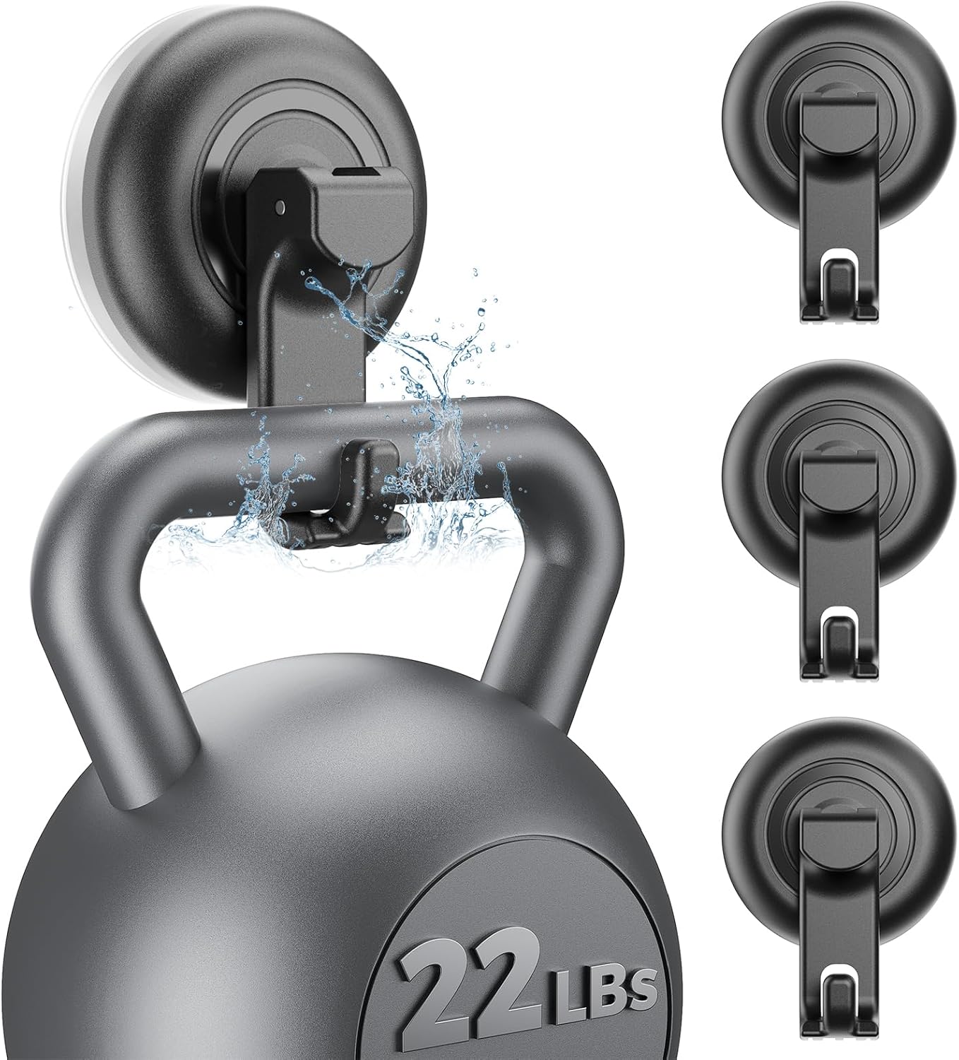 JOTPE Suction Cup Hooks for Shower,Heavy Duty, Reusable,Black,4 Pack