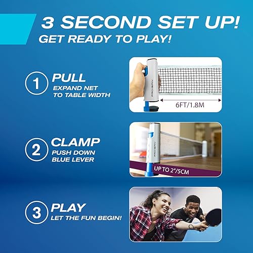 Miniatura 4 de PRO-SPIN All-in-One Portable Ping Pong Paddles Set  Table Tennis Set with Retractable Ping Pong Net Up to 72 Wide  Premium Paddles 3-Star Balls