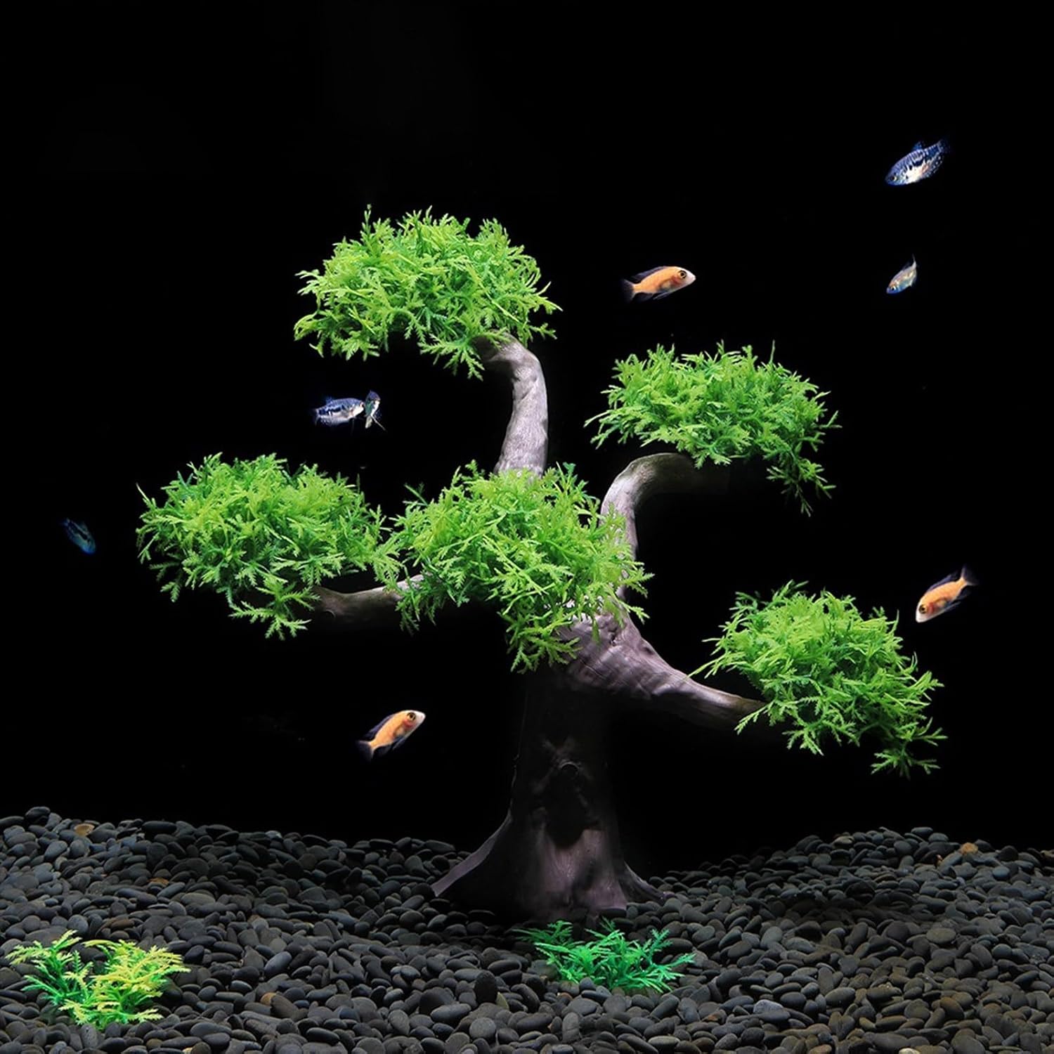 Fish Tank Decorations Plastic Plants, Fish Tank Accessories Aquarium Decorations Green Plants, Aquarium Plants Decorations, Fish Tank Decor for All Fish (Green + Green)