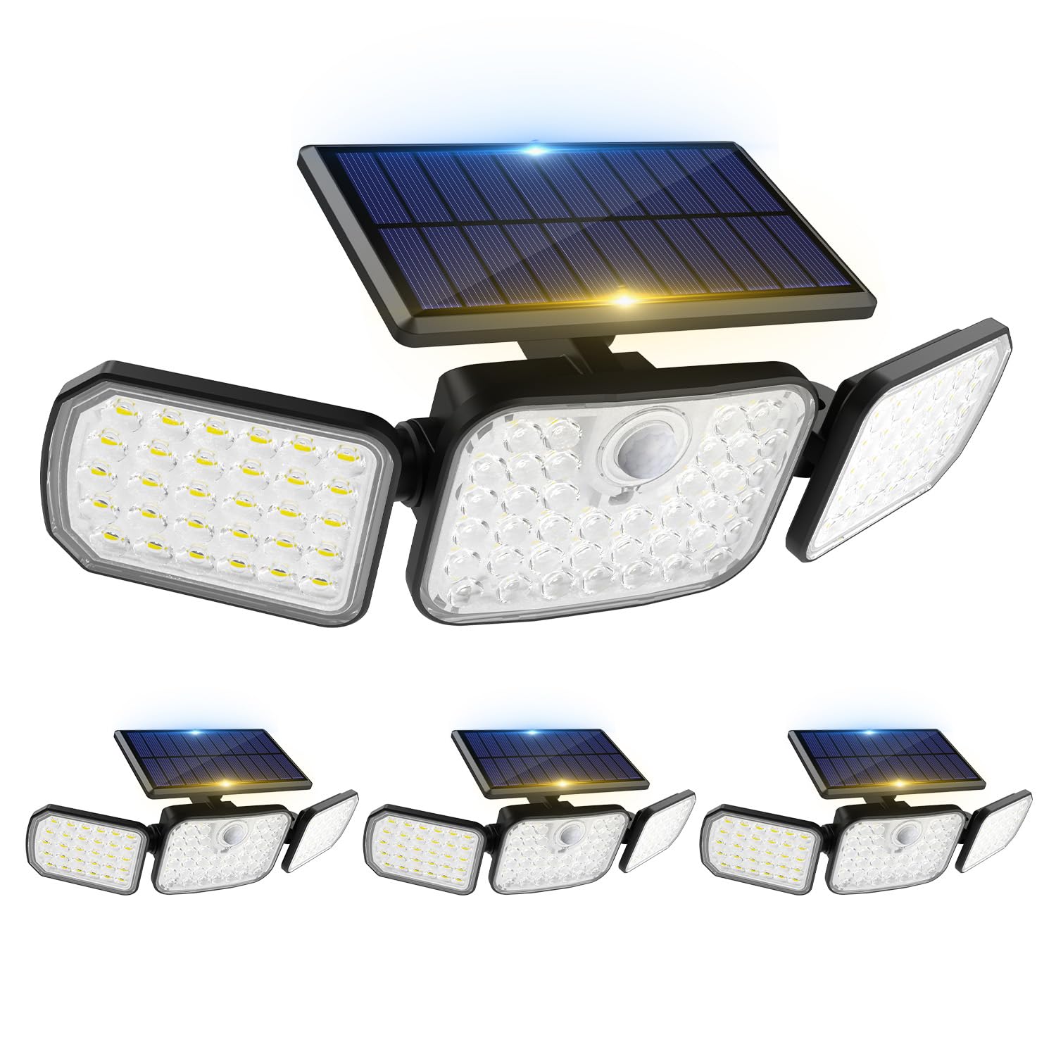 Peasur Solar Security Lights Outdoor Garden Motion Sensor, 3 Modes Solar Powered Wall Light with Remote Control 3 Adjustable Heads, IP65 Waterproof Wall Mount Wireless for Yard Garage Patio Porch