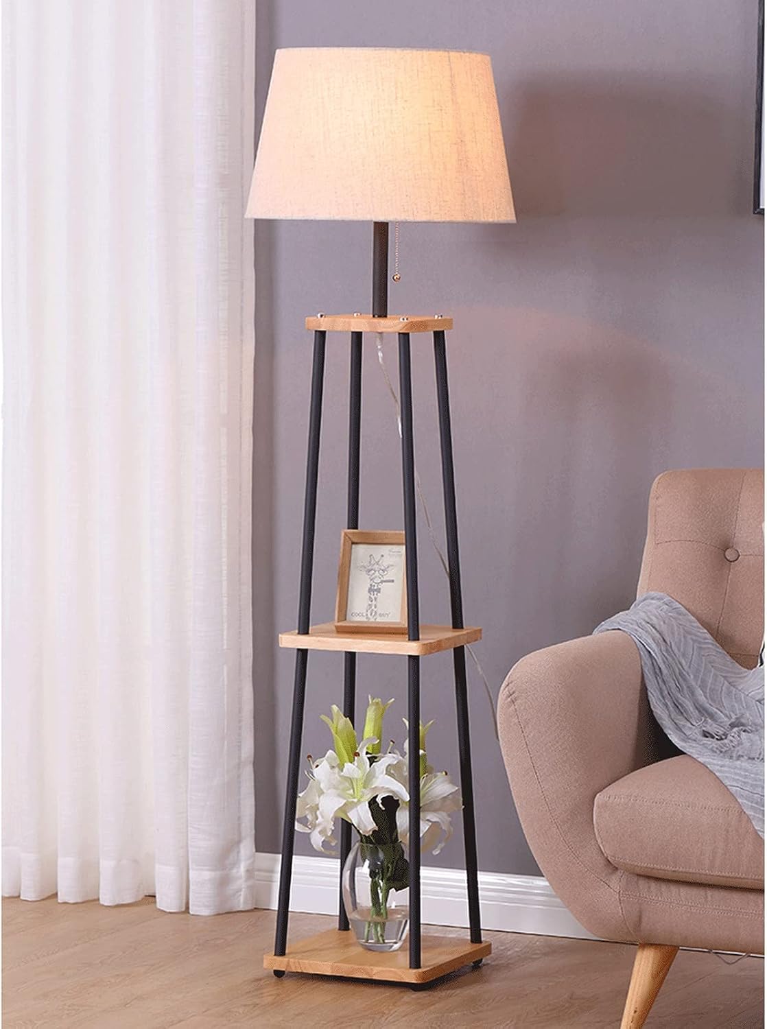 ng Room Lamps 2-Tiered LED Shelf, Shelf & Storage & LED Combination, Modern Standing Light for ng Room, Bedroom Standing Lamps for ng Room